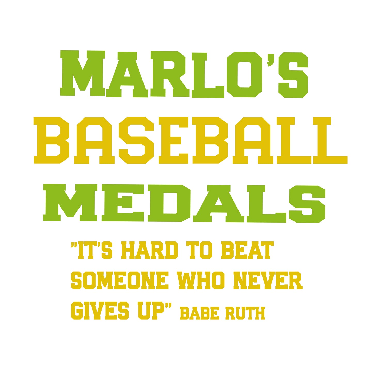 Custom Baseball "It's Hard to Beat Someone Who Never Gives Up" Trophy Display Rack | Sports Tournament Award Hanger