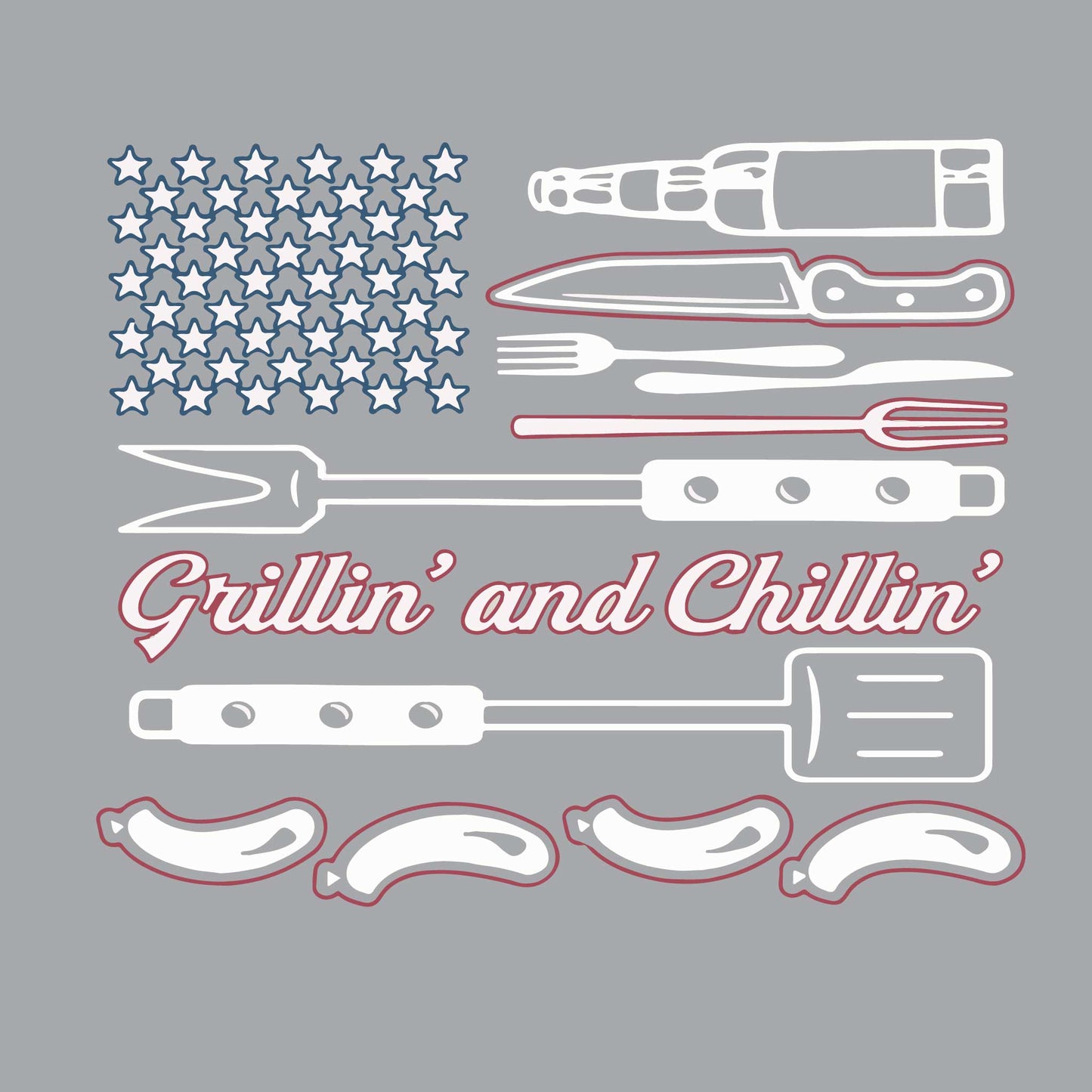 Grillin' and Chillin' | Youth Long Sleeve Camping T-Shirts | 100% Polyester