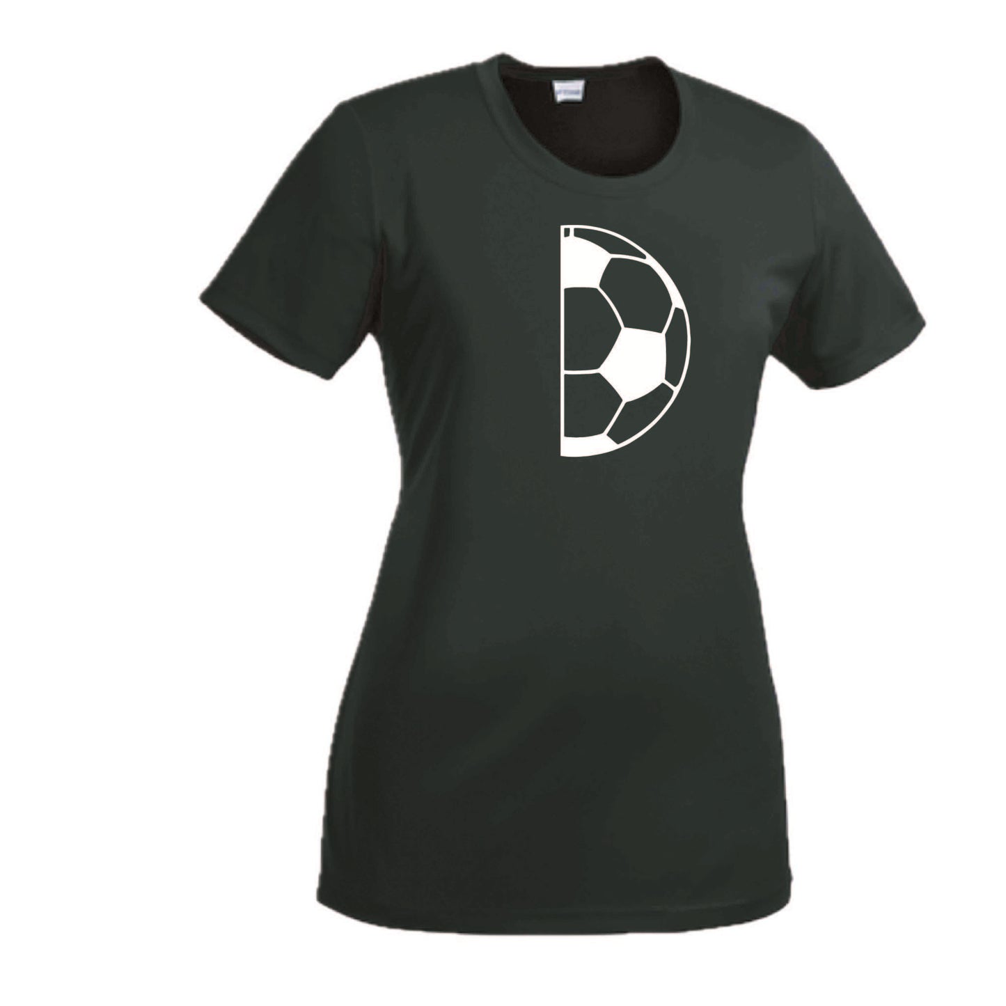 Half Soccer Ball | Women’s Short Sleeve Crewneck Soccer T-Shirts | 100% Polyester