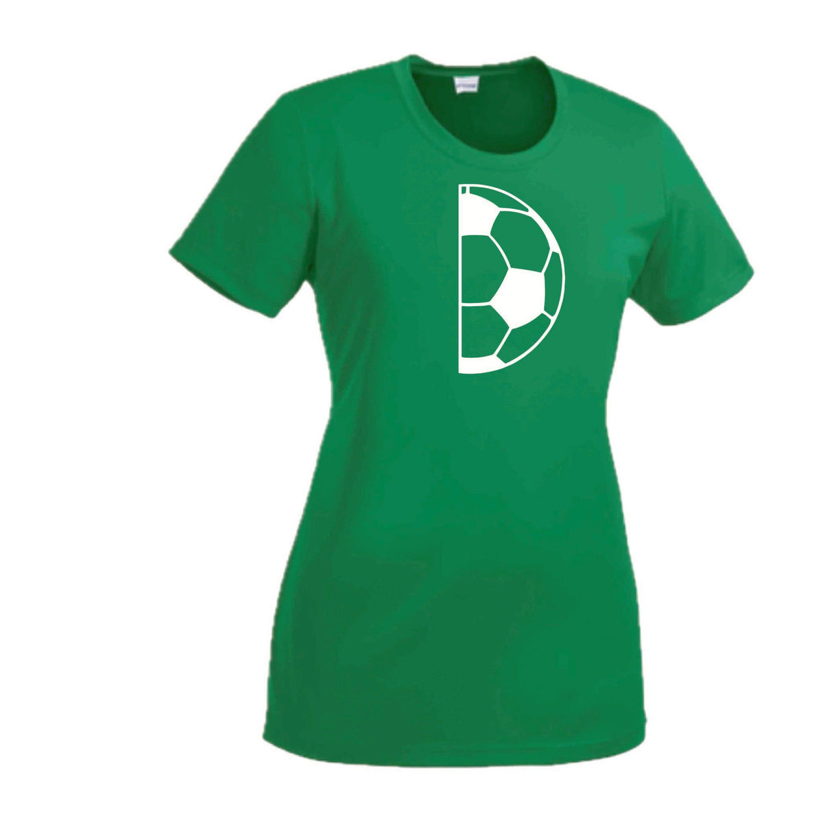 Half Soccer Ball | Women’s Short Sleeve Crewneck Soccer T-Shirts | 100% Polyester