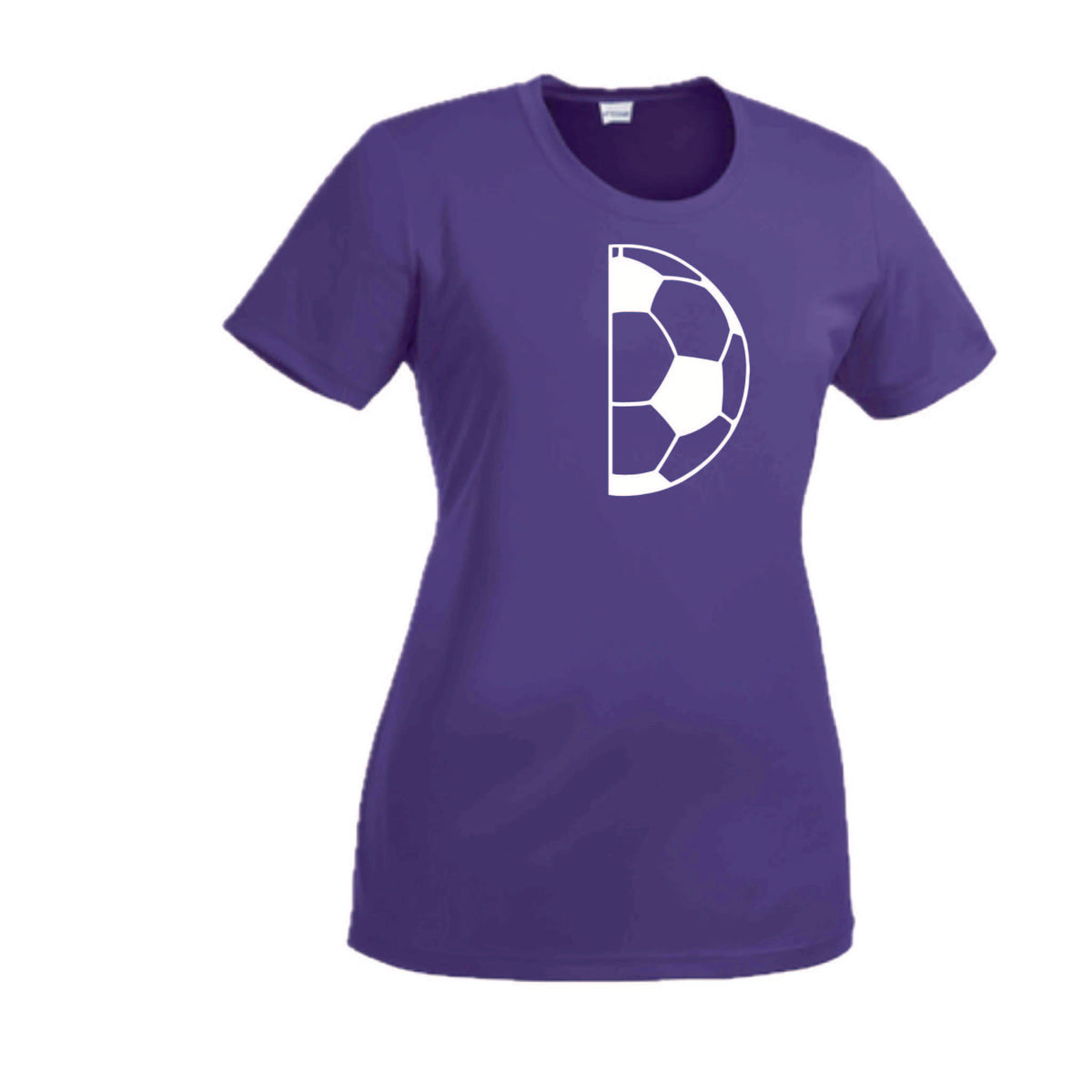 Half Soccer Ball | Women’s Short Sleeve Crewneck Soccer T-Shirts | 100% Polyester