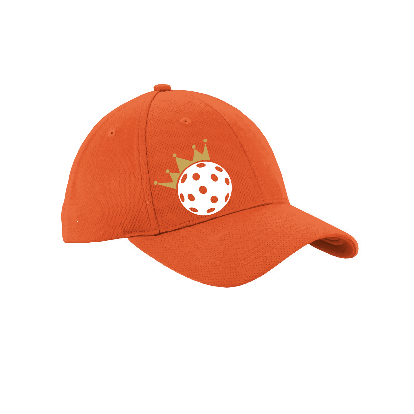 Pickleball Design: Pickleball Queen Crown  Score the winning point and look cute in this pickleball queen crown. Keep the sun out of your eyes and the sweat in check with 100% polyester and PosiCharge Technology. Dial in the perfect fit with the hook-and-loop closure made especially for grownups. Pickleball never looked so good! The UV protection and antimicrobial finish will keep you comfortable and protected on and off the court