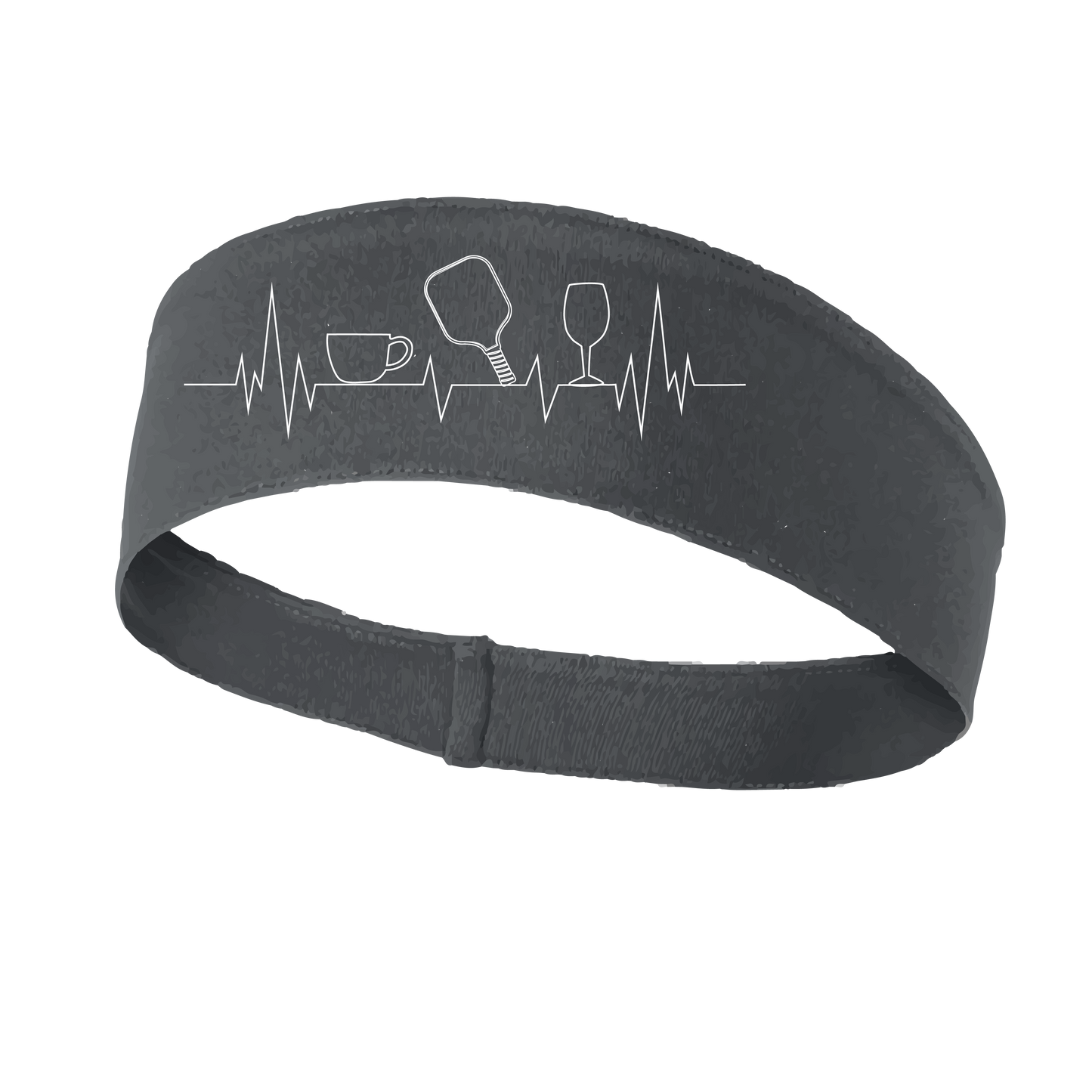 Coffee, Pickleball, Wine Heartbeat EKG | Pickleball Headband | 100% Polyester