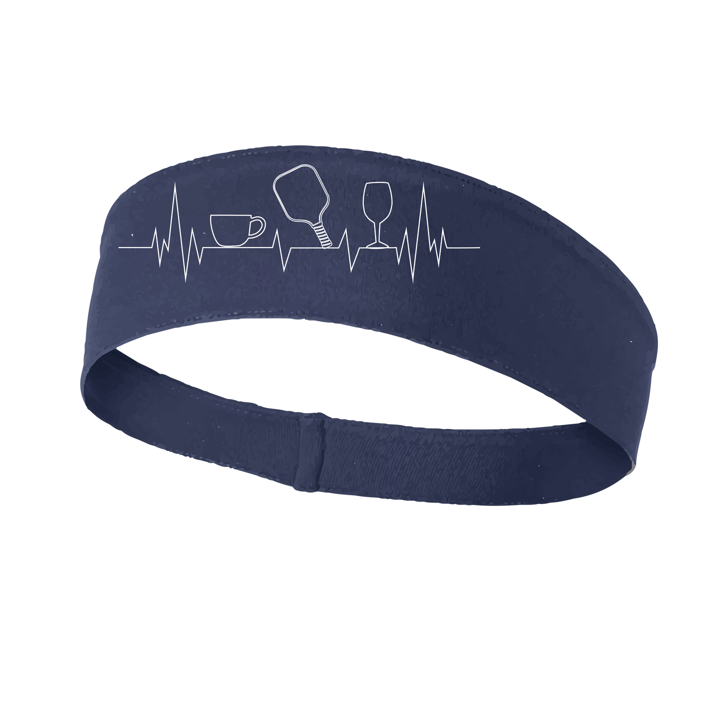 Coffee, Pickleball, Wine Heartbeat EKG | Pickleball Headband | 100% Polyester