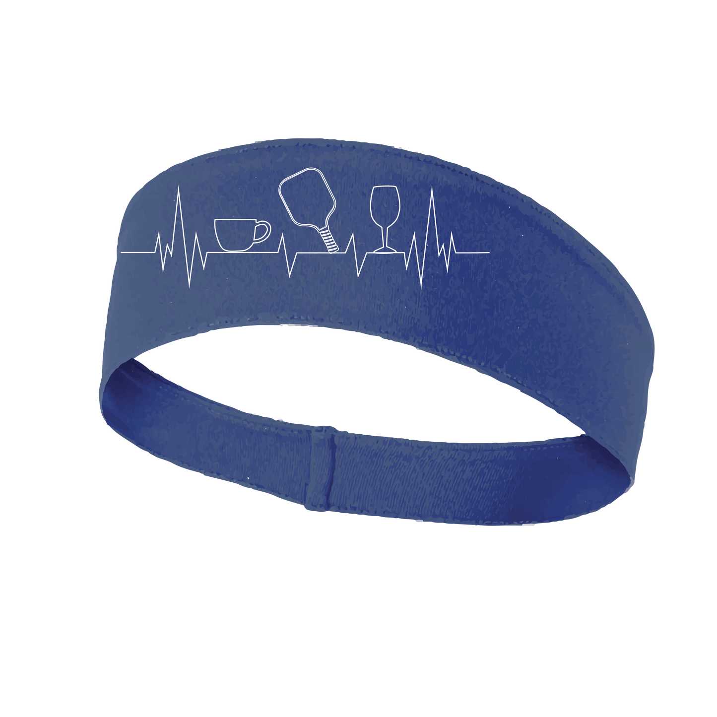 Coffee, Pickleball, Wine Heartbeat EKG | Pickleball Headband | 100% Polyester