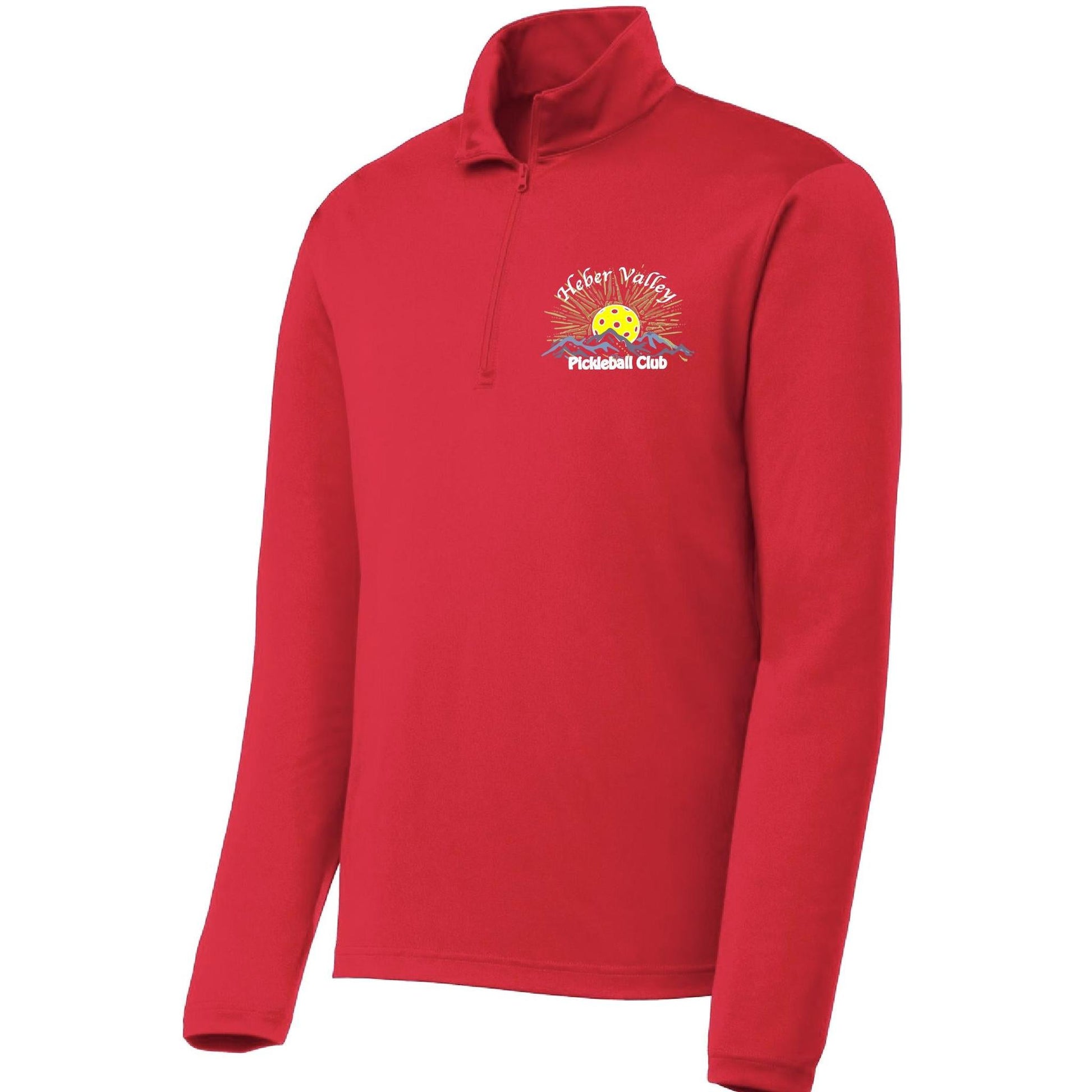 Heber Valley Pickleball Club (Customizable) | Men's 1/4 Zip Long Sleeve Pullover Athletic Performance Shirt | 100% Polyester