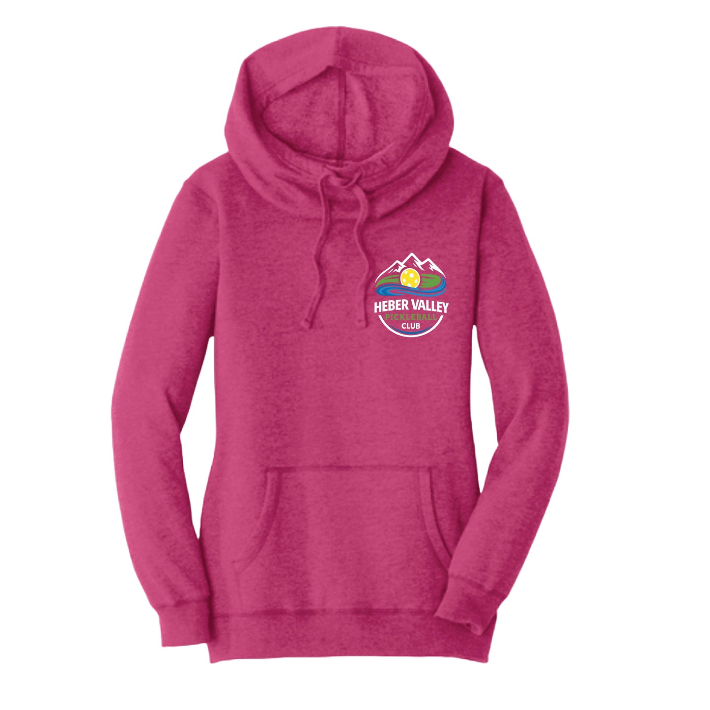 Heber Valley Pickleball Club (Customizable) | Women’s Cowl-Neck Hoodie Pickleball Sweatshirt | 50% Cotton 50% Poly Fleece
