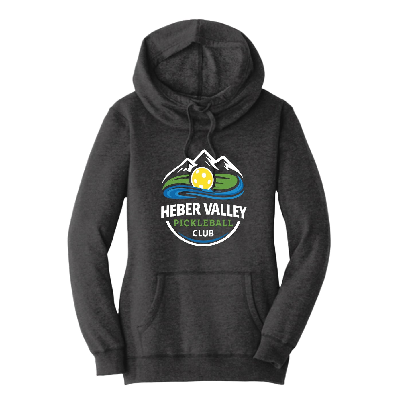 Heber Valley Pickleball Club (Customizable) | Women’s Cowl-Neck Hoodie Pickleball Sweatshirt | 50% Cotton 50% Poly Fleece