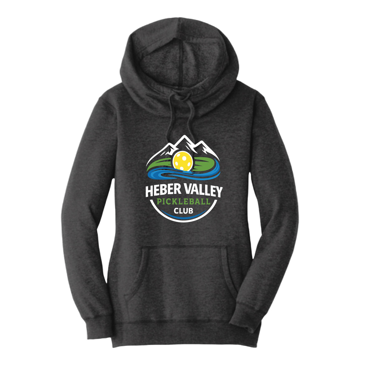 Heber Valley Pickleball Club (Customizable) | Women’s Cowl-Neck Hoodie Pickleball Sweatshirt | 50% Cotton 50% Poly Fleece