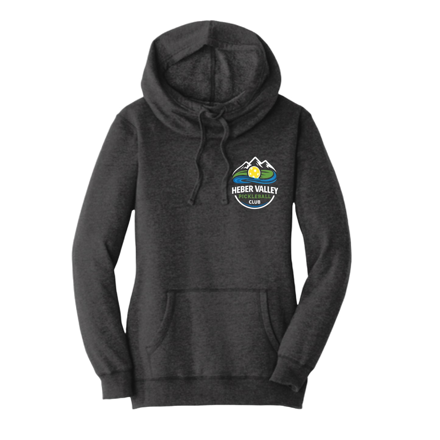 Heber Valley Pickleball Club (Customizable) | Women’s Cowl-Neck Hoodie Pickleball Sweatshirt | 50% Cotton 50% Poly Fleece