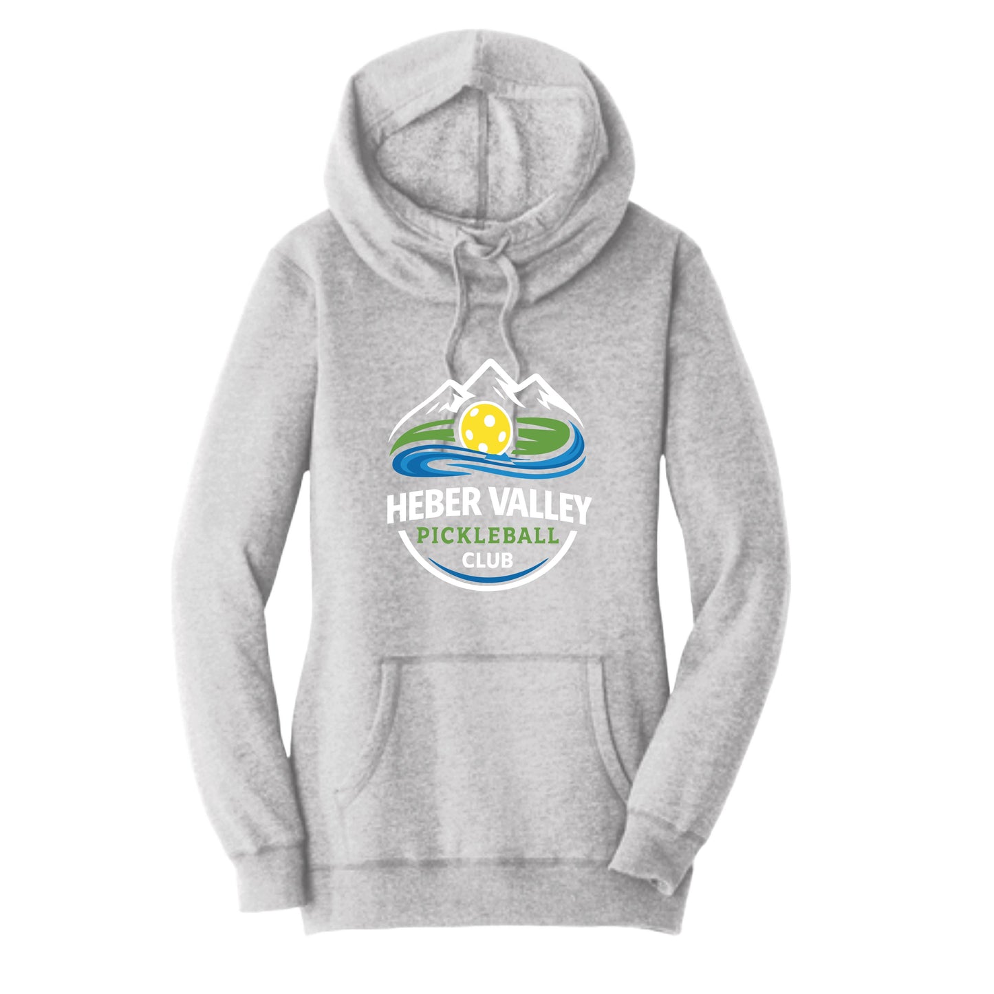 Heber Valley Pickleball Club (Customizable) | Women’s Cowl-Neck Hoodie Pickleball Sweatshirt | 50% Cotton 50% Poly Fleece