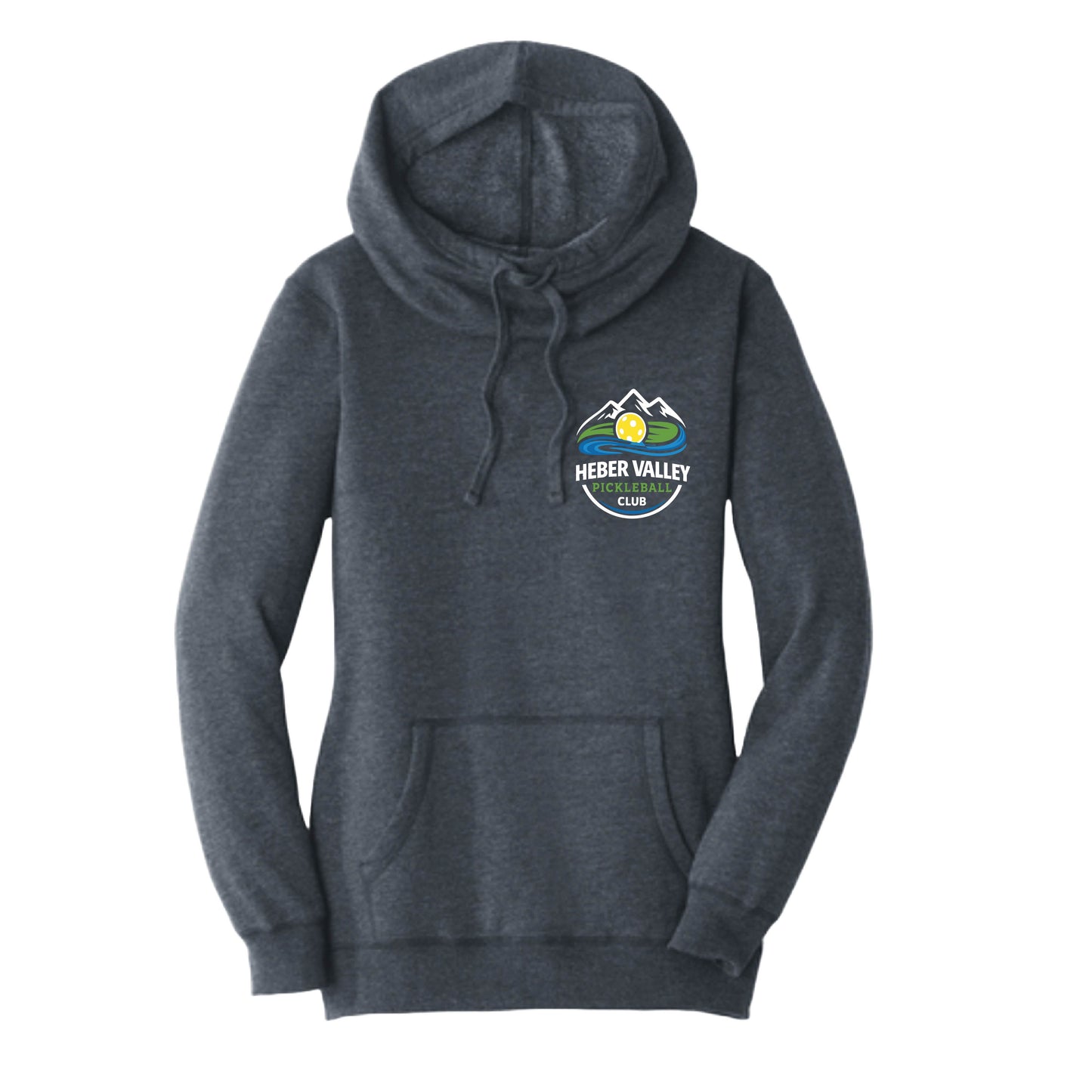 Heber Valley Pickleball Club (Customizable) | Women’s Cowl-Neck Hoodie Pickleball Sweatshirt | 50% Cotton 50% Poly Fleece