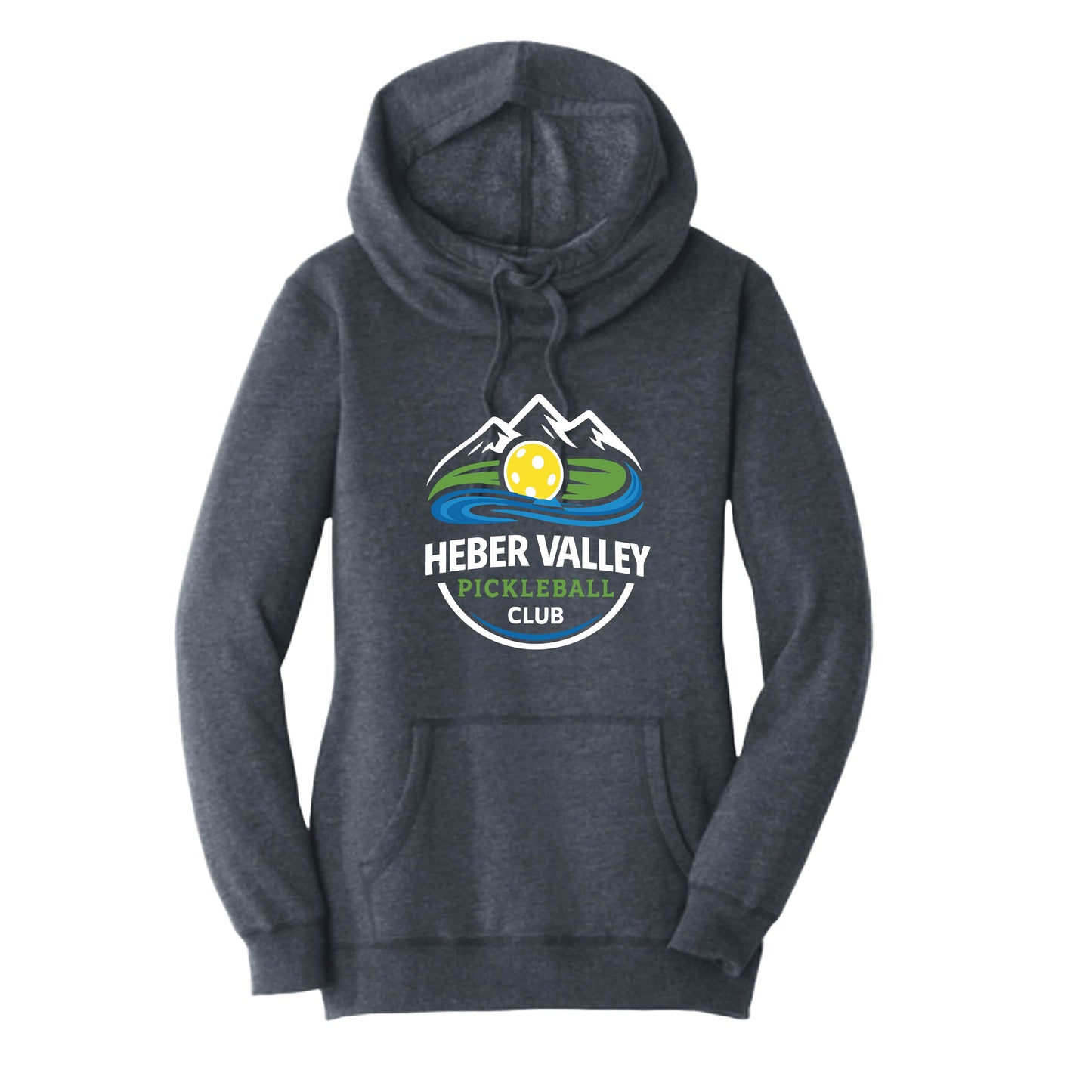 Heber Valley Pickleball Club (Customizable) | Women’s Cowl-Neck Hoodie Pickleball Sweatshirt | 50% Cotton 50% Poly Fleece