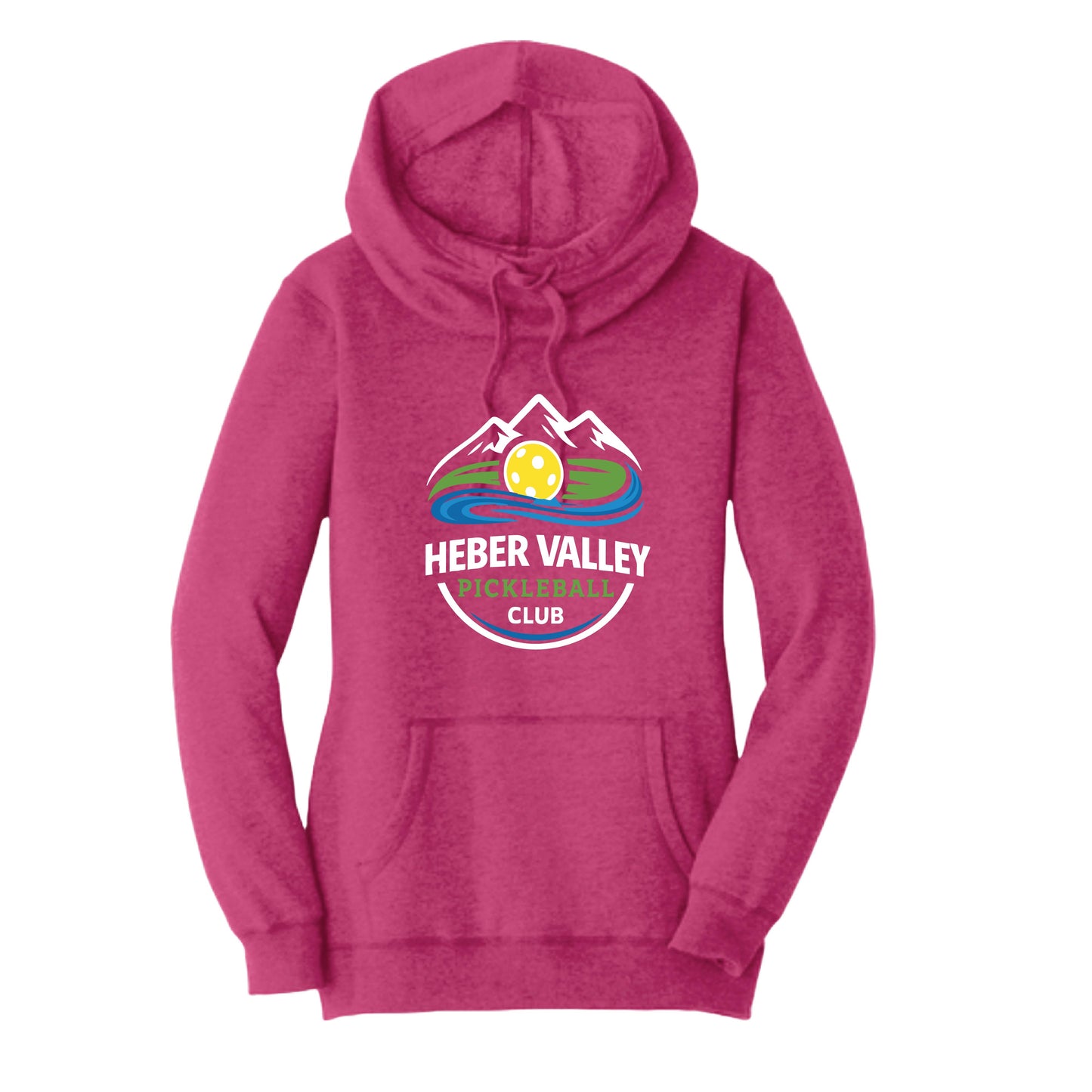 Heber Valley Pickleball Club (Customizable) | Women’s Cowl-Neck Hoodie Pickleball Sweatshirt | 50% Cotton 50% Poly Fleece