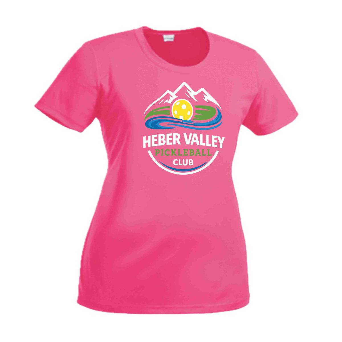 Heber Valley Pickleball Club (Customizable) | Women’s Short Sleeve Crewneck Pickleball Performance T-Shirts | 100% Polyester