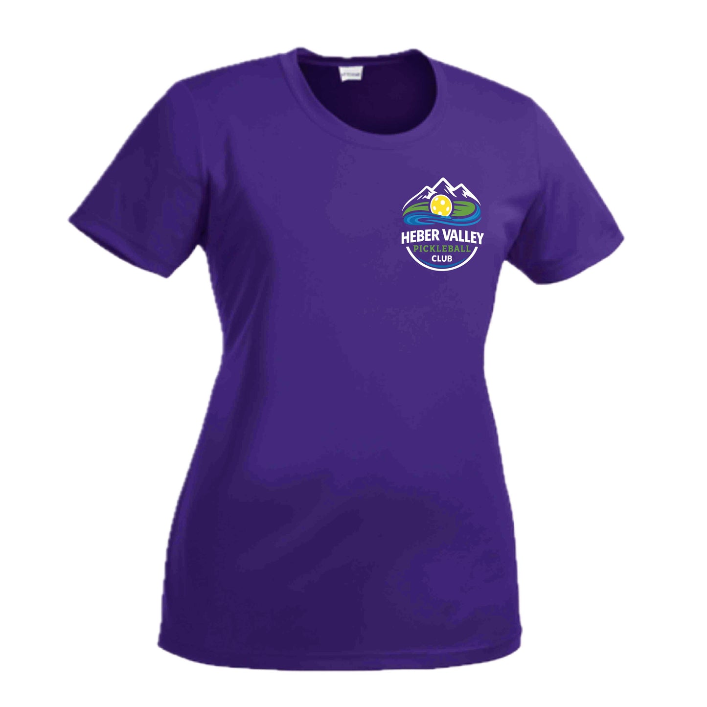 Heber Valley Pickleball Club (Customizable) | Women’s Short Sleeve Crewneck Pickleball Performance T-Shirts | 100% Polyester