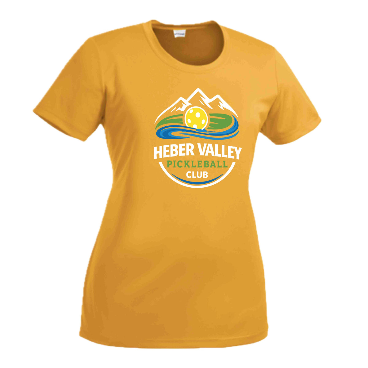 Heber Valley Pickleball Club (Customizable) | Women’s Short Sleeve Crewneck Pickleball Performance T-Shirts | 100% Polyester
