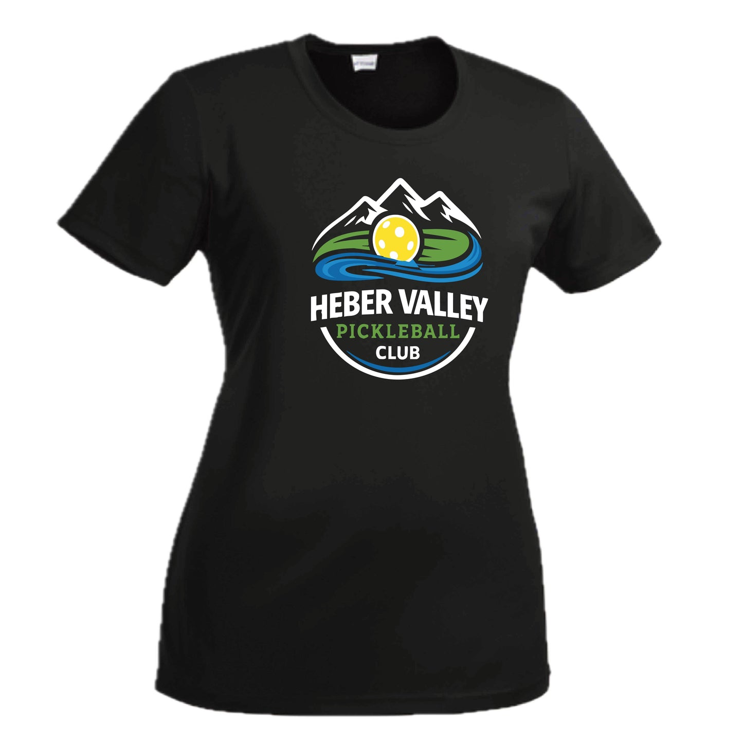 Heber Valley Pickleball Club (Customizable) | Women’s Short Sleeve Crewneck Pickleball Performance T-Shirts | 100% Polyester