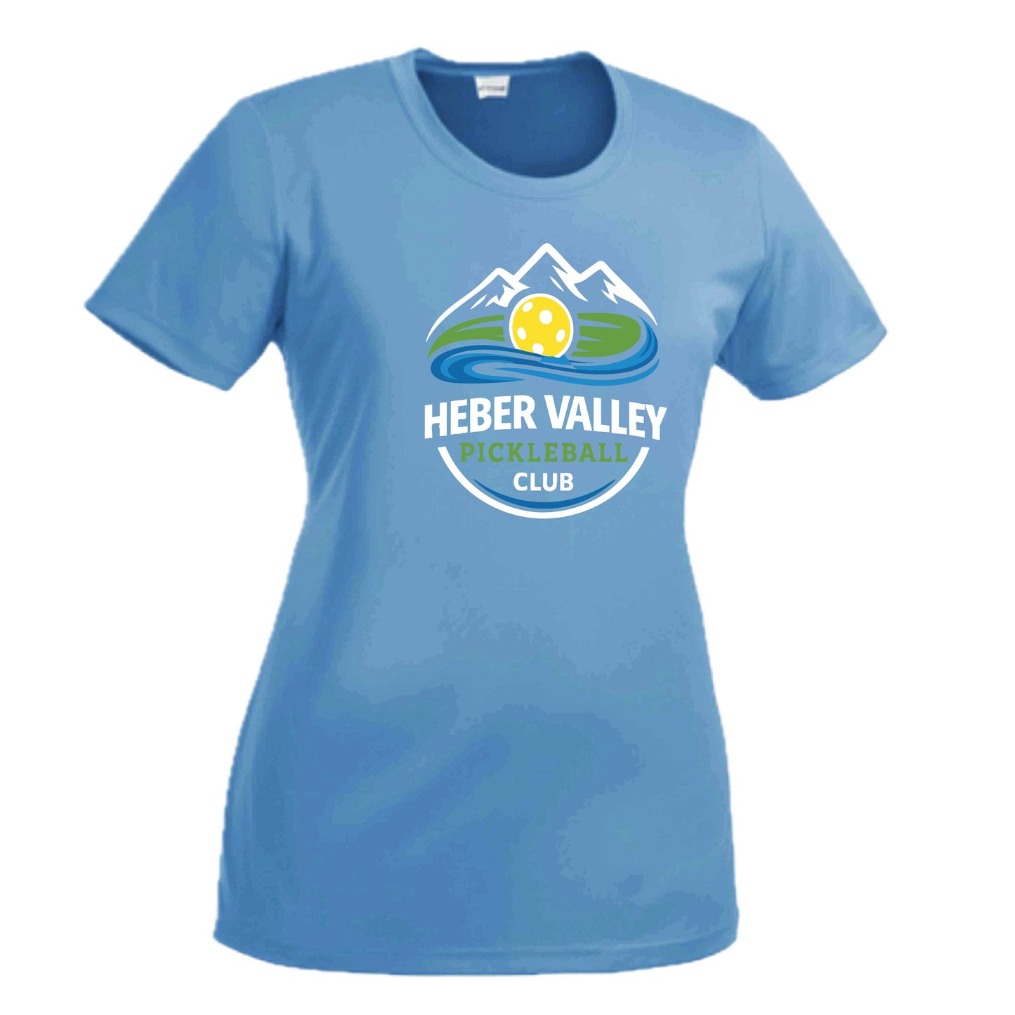 Heber Valley Pickleball Club (Customizable) | Women’s Short Sleeve Crewneck Pickleball Performance T-Shirts | 100% Polyester