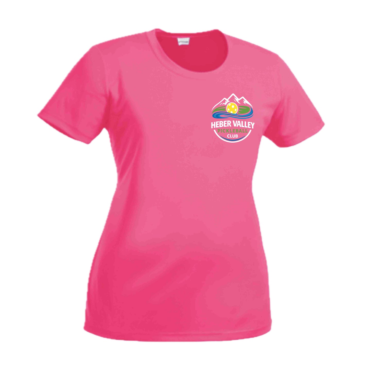 Heber Valley Pickleball Club (Customizable) | Women’s Short Sleeve Crewneck Pickleball Performance T-Shirts | 100% Polyester