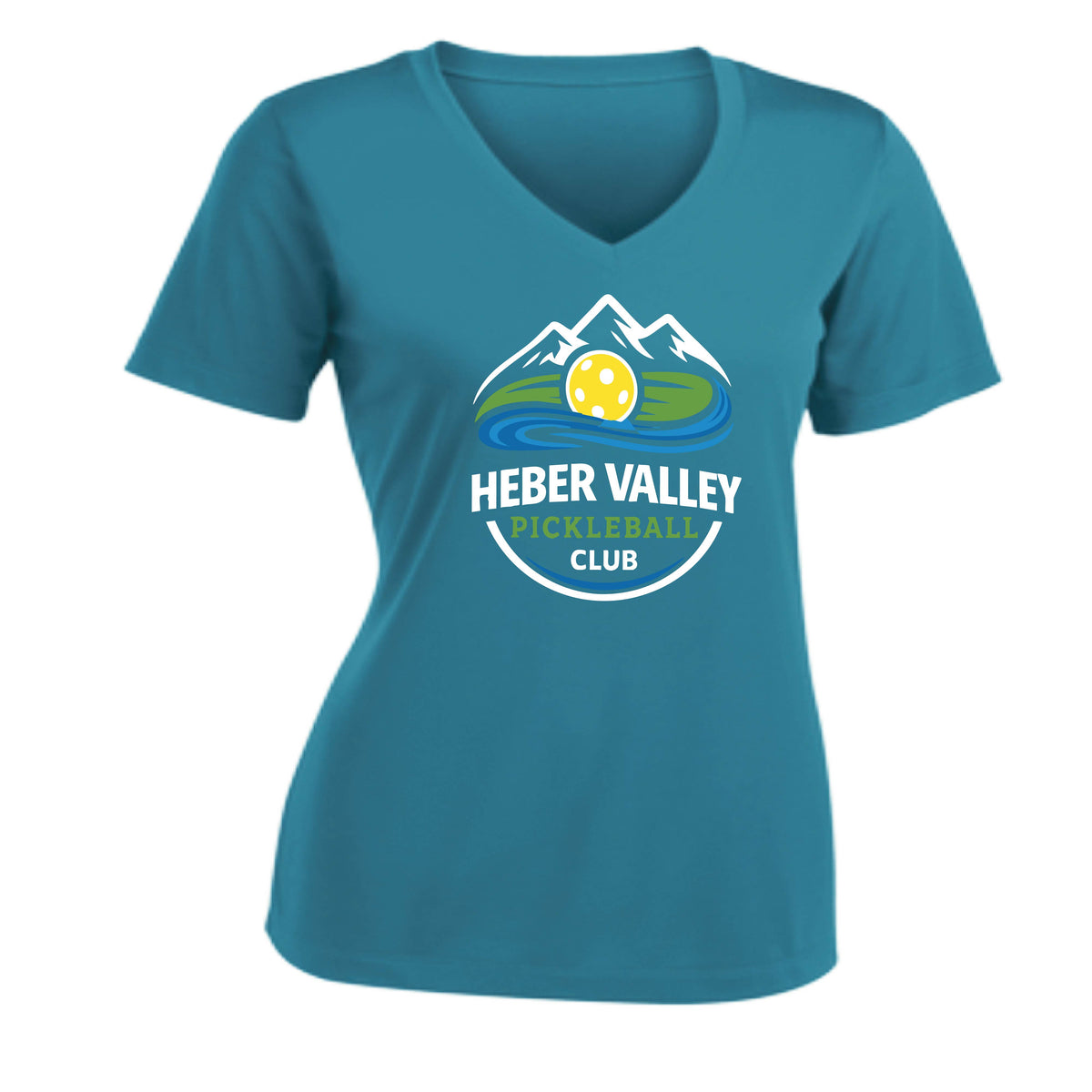 Heber Valley Pickleball Club (Customizable) | Women's Short Sleeve V-Neck Pickleball Performance T-Shirts | 100% Polyester