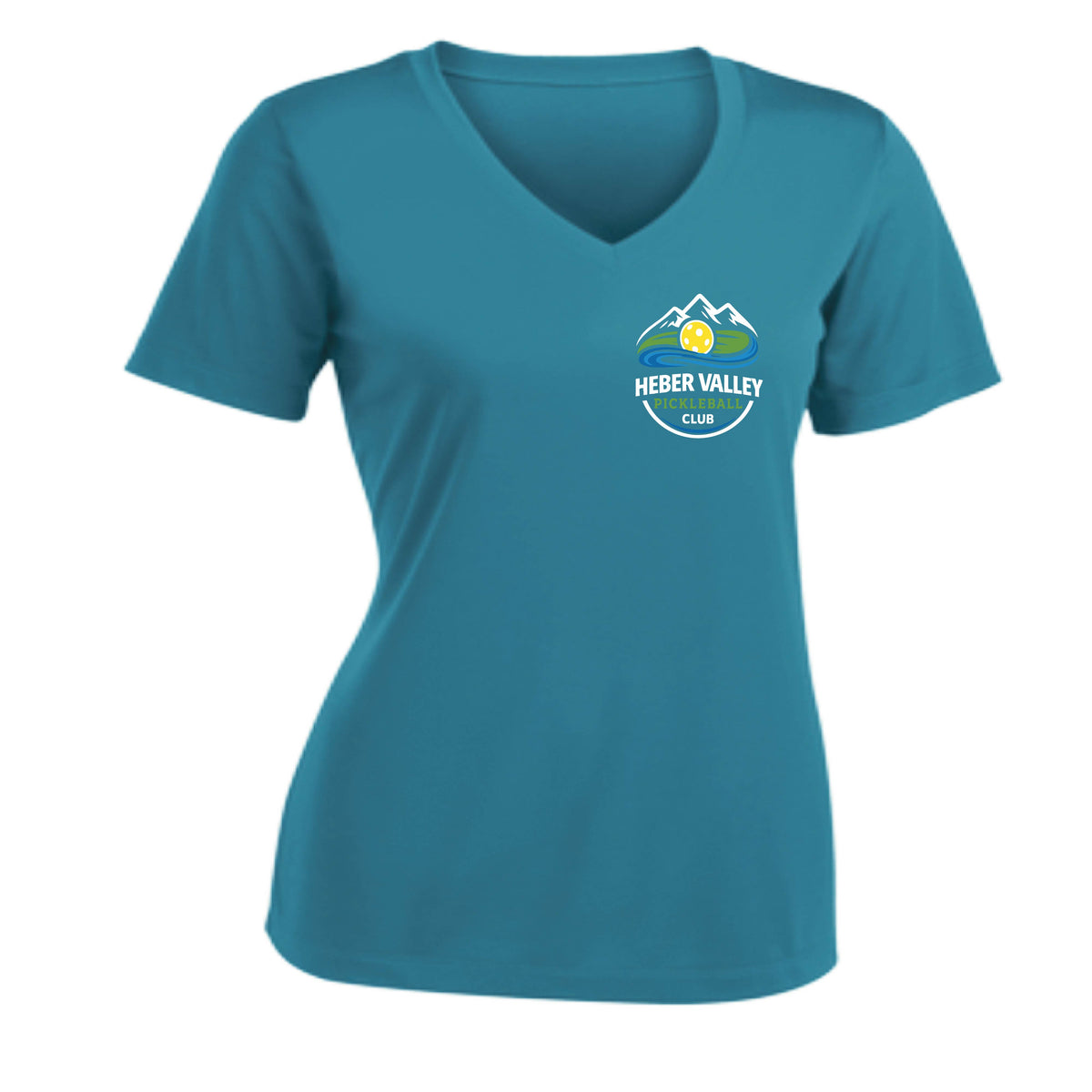 Heber Valley Pickleball Club (Customizable) | Women's Short Sleeve V-Neck Pickleball Performance T-Shirts | 100% Polyester