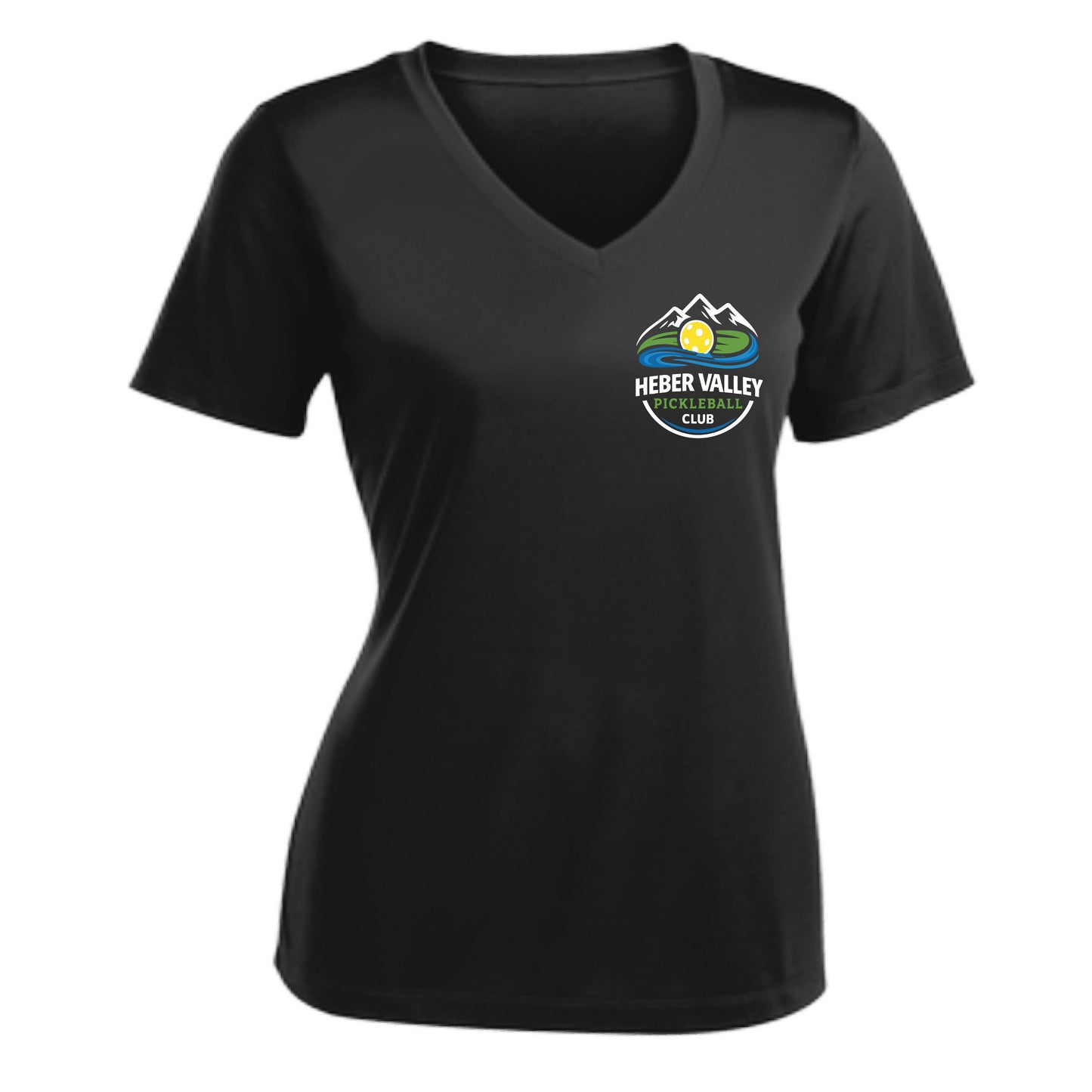 Heber Valley Pickleball Club (Customizable) | Women's Short Sleeve V-Neck Pickleball Performance T-Shirts | 100% Polyester
