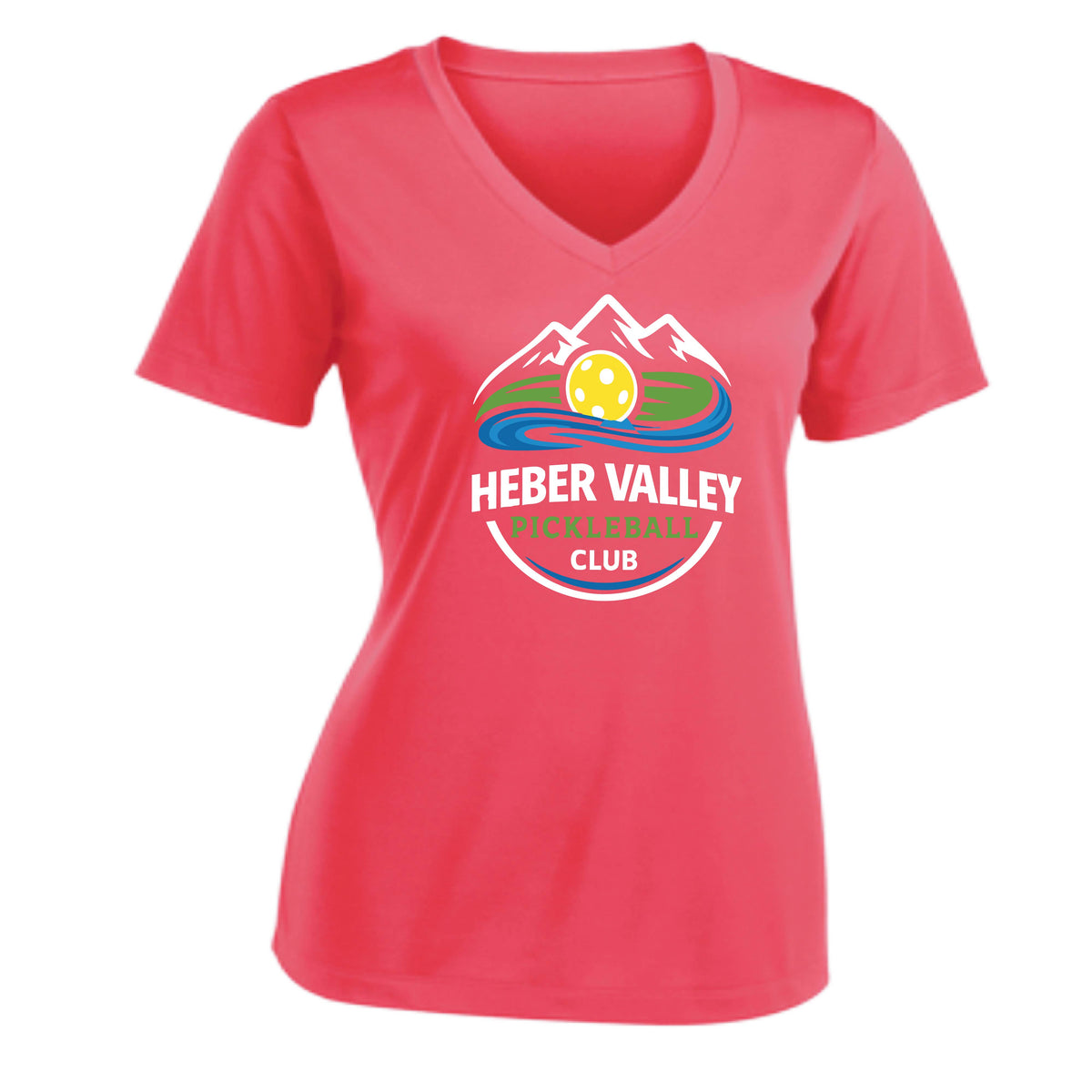 Heber Valley Pickleball Club (Customizable) | Women's Short Sleeve V-Neck Pickleball Performance T-Shirts | 100% Polyester
