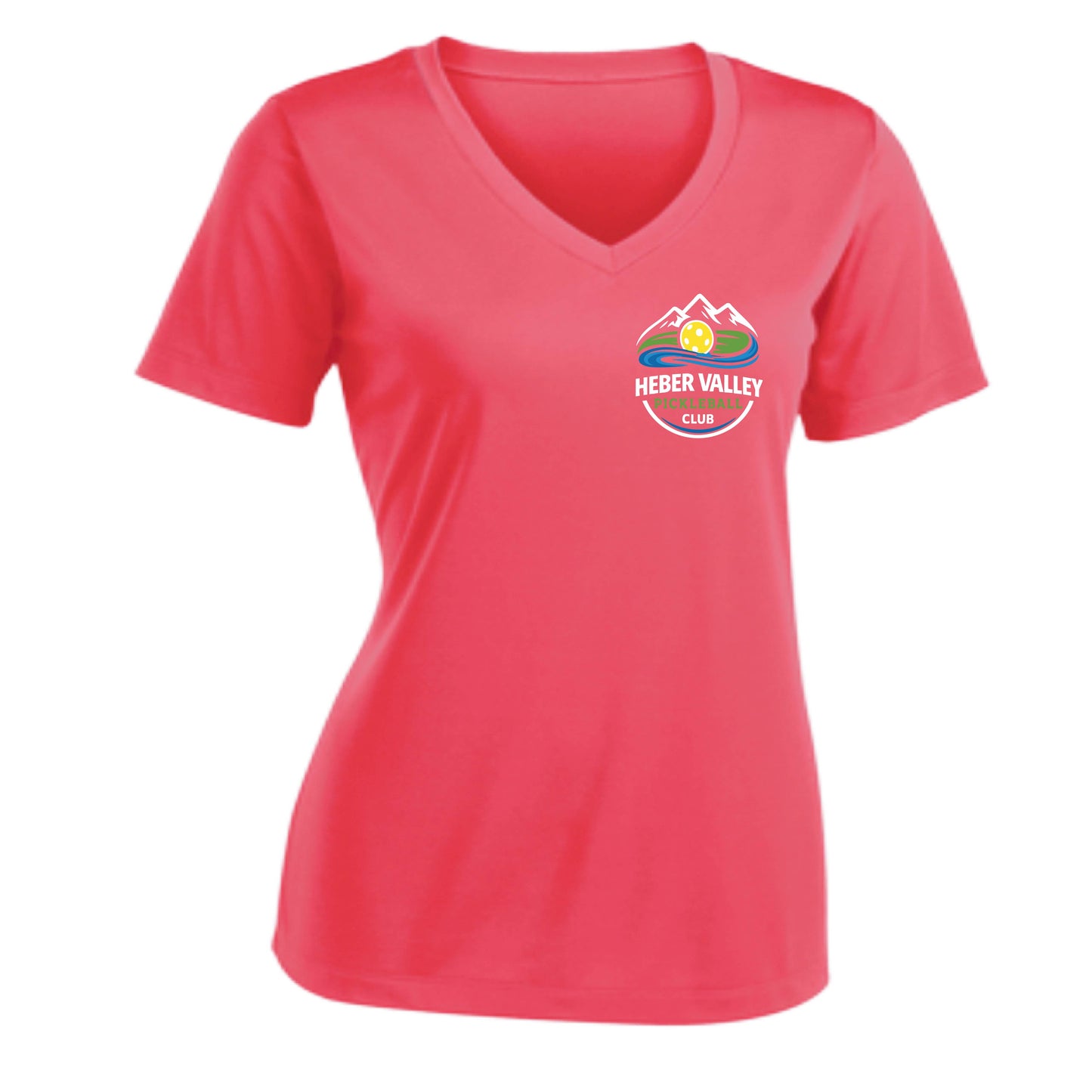 Heber Valley Pickleball Club (Customizable) | Women's Short Sleeve V-Neck Pickleball Performance T-Shirts | 100% Polyester