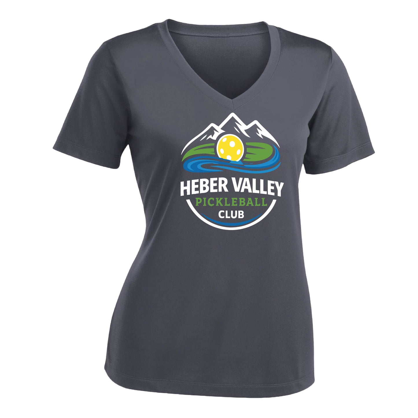 Heber Valley Pickleball Club (Customizable) | Women's Short Sleeve V-Neck Pickleball Performance T-Shirts | 100% Polyester