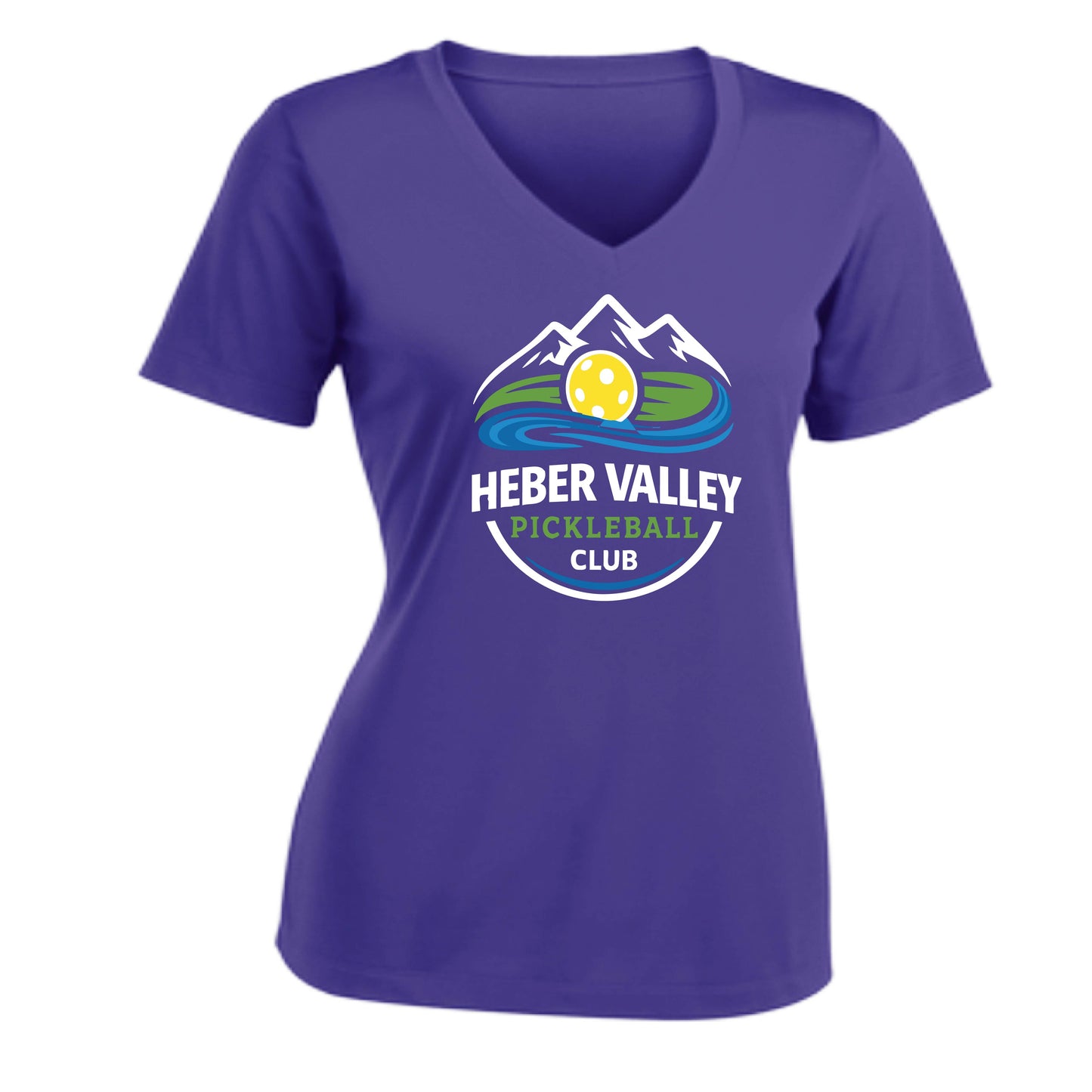 Heber Valley Pickleball Club (Customizable) | Women's Short Sleeve V-Neck Pickleball Performance T-Shirts | 100% Polyester