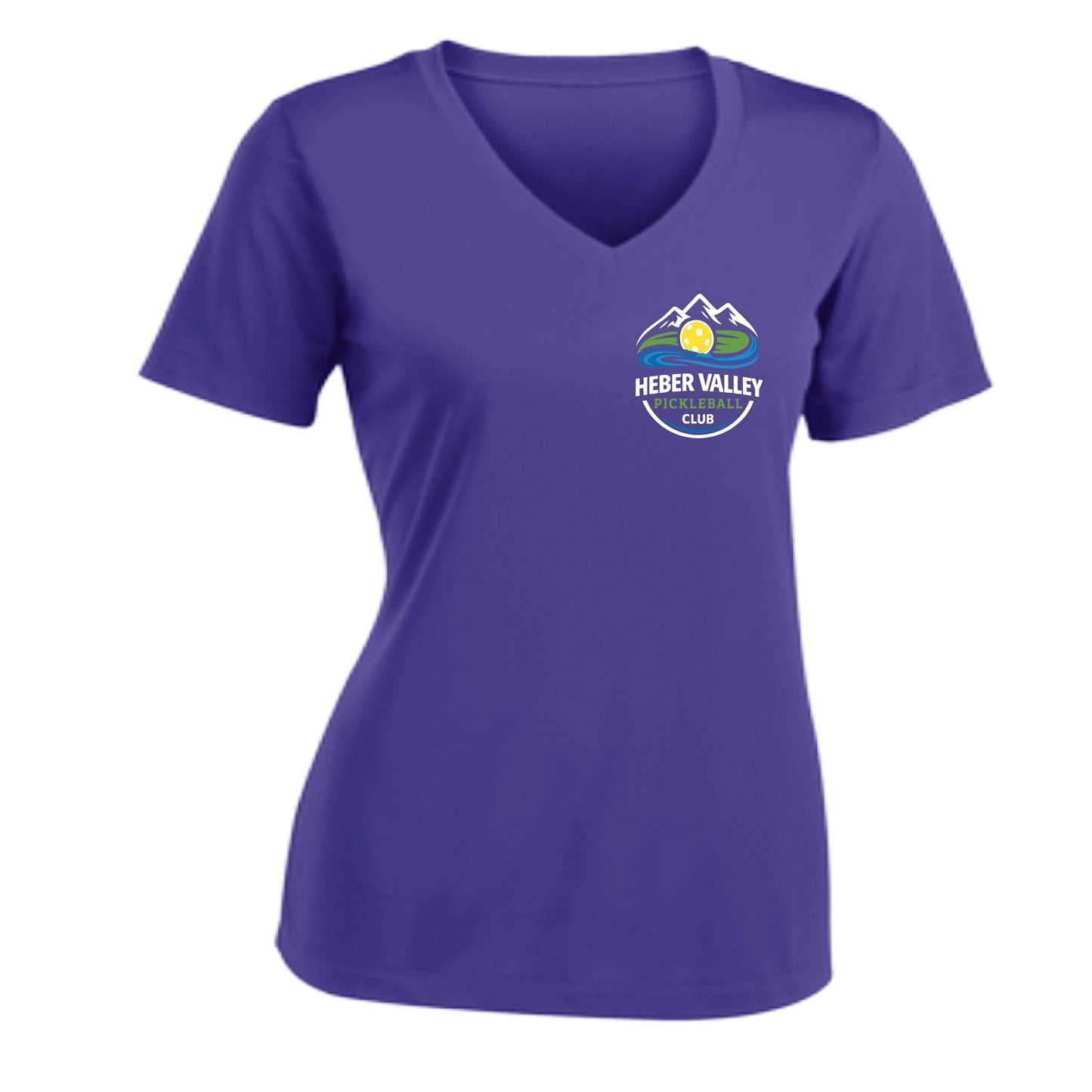 Heber Valley Pickleball Club (Customizable) | Women's Short Sleeve V-Neck Pickleball Performance T-Shirts | 100% Polyester