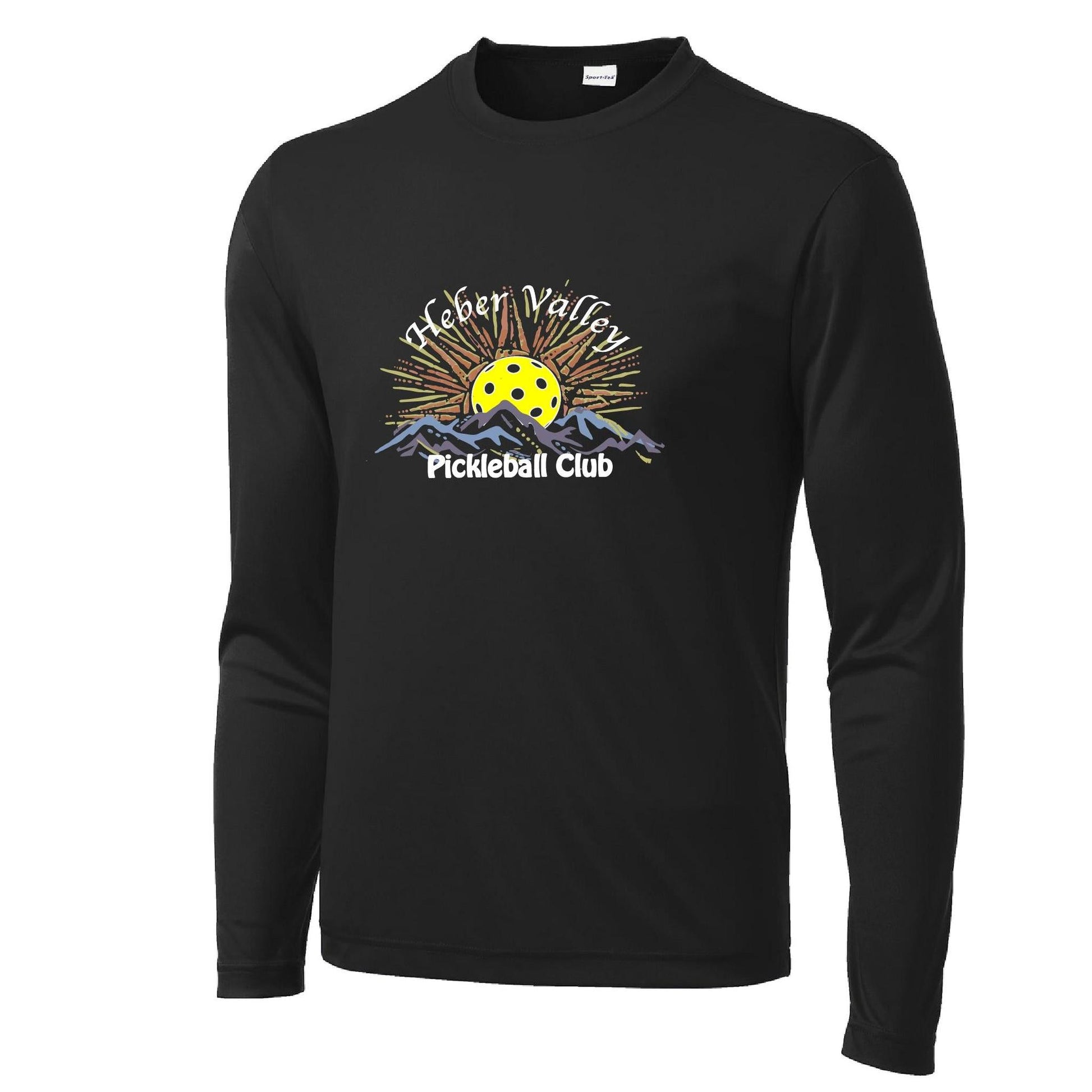Heber Valley Pickleball Club (Large) | Men's Long Sleeve Pickleball Performance T-Shirt | 100% Polyester