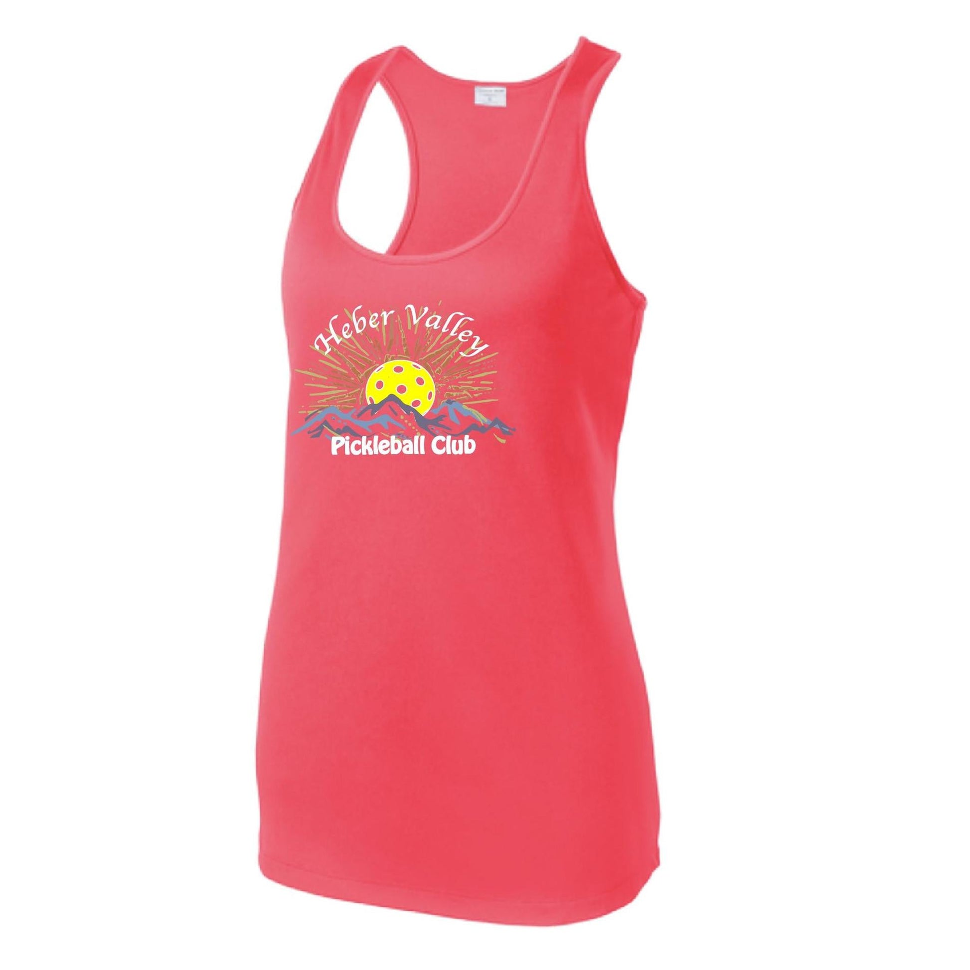 Heber Valley Pickleball Club (Large) | Women's Racerback Pickleball Tank | 100% Polyester