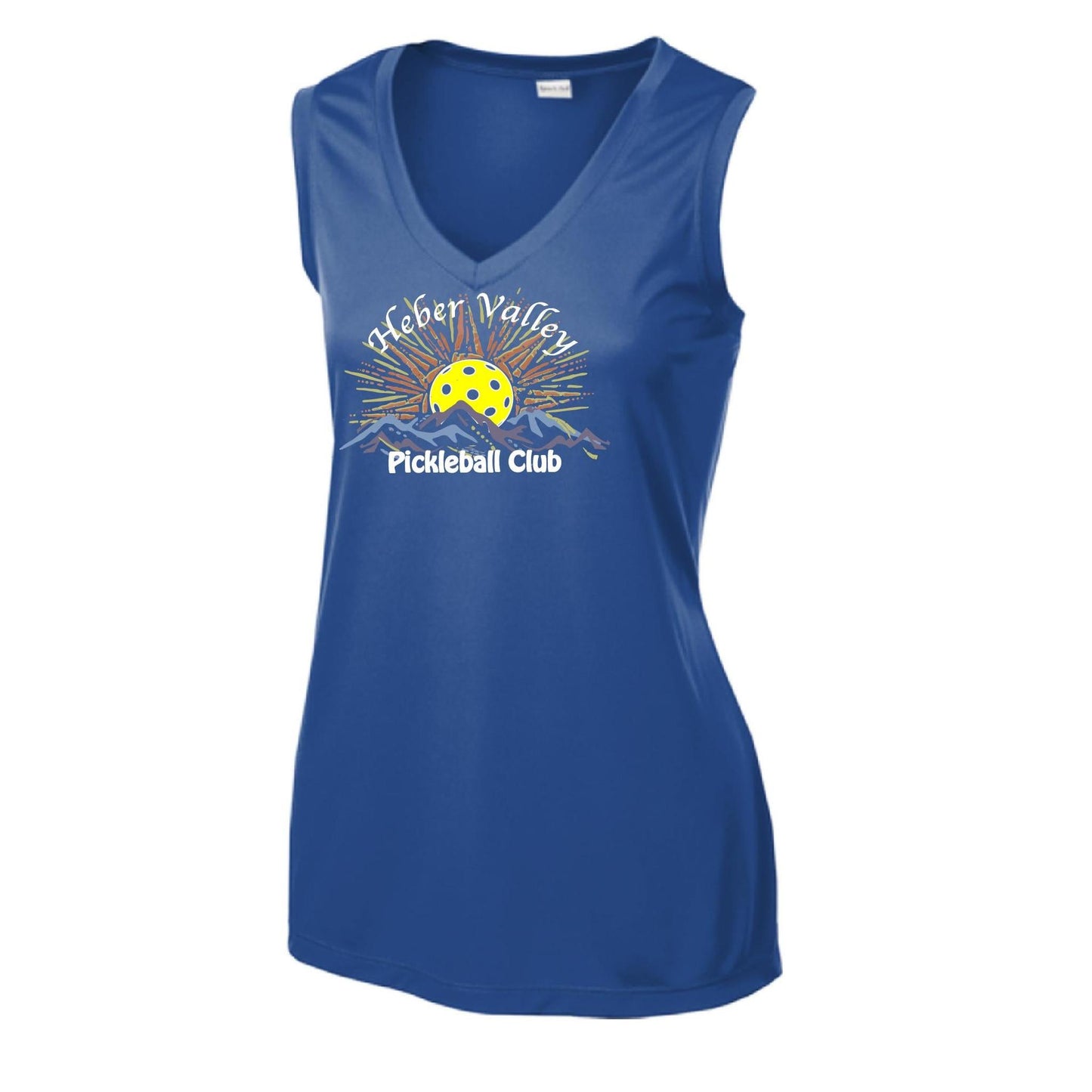 Heber Valley Pickleball Club (Large) | Women’s Sleeveless Athletic Performance T-Shirt | 100% Polyester