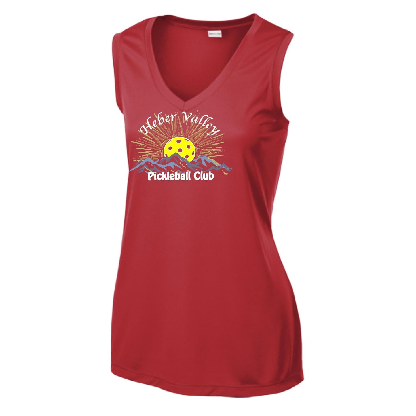 Heber Valley Pickleball Club (Large) | Women’s Sleeveless Athletic Performance T-Shirt | 100% Polyester