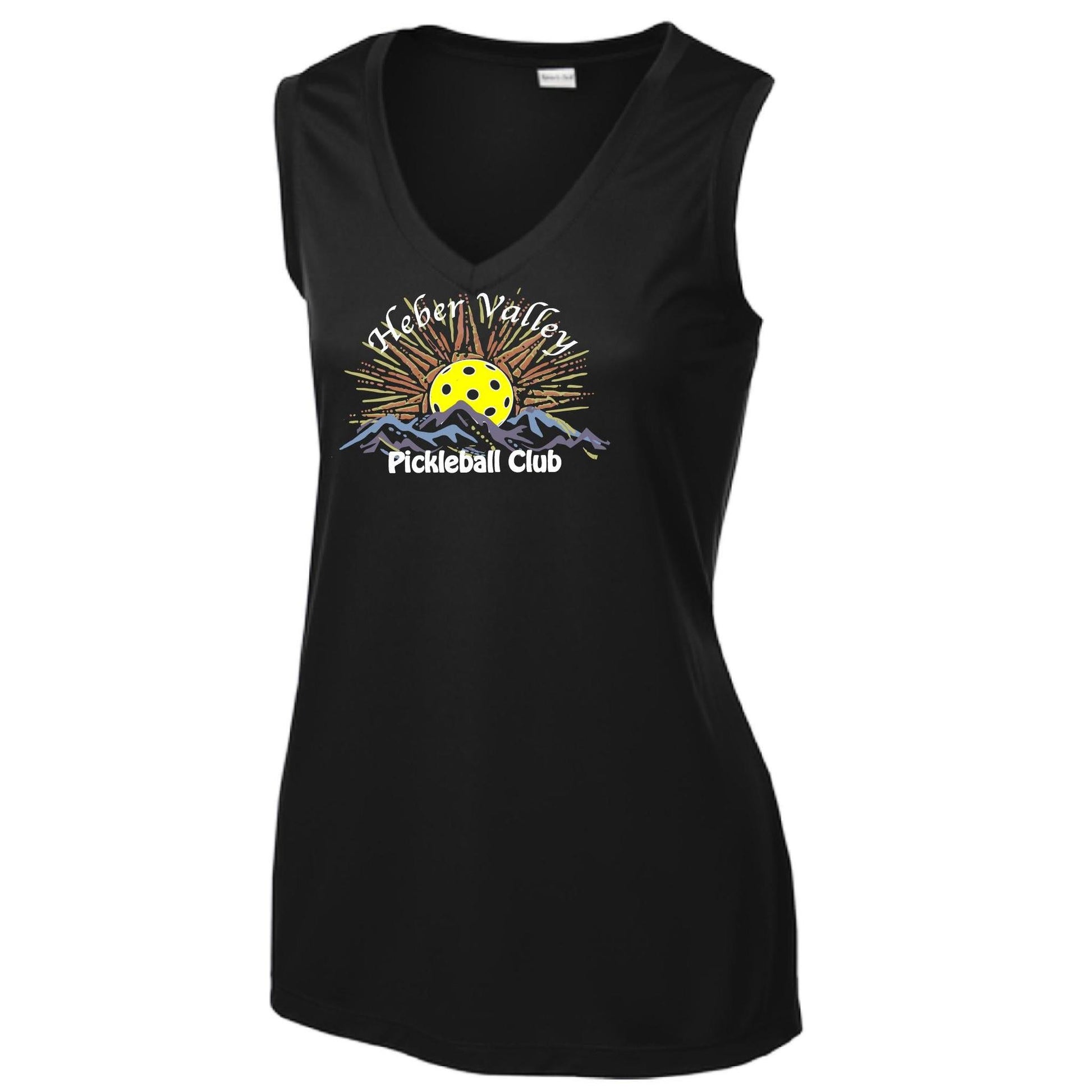 Heber Valley Pickleball Club (Large) | Women’s Sleeveless Athletic Performance T-Shirt | 100% Polyester