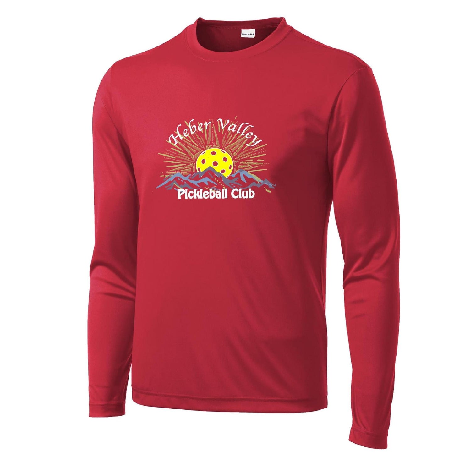 Heber Valley Pickleball Club (Legacy Design Large) | Men's Long Sleeve Pickleball Performance T-Shirt | 100% Polyester