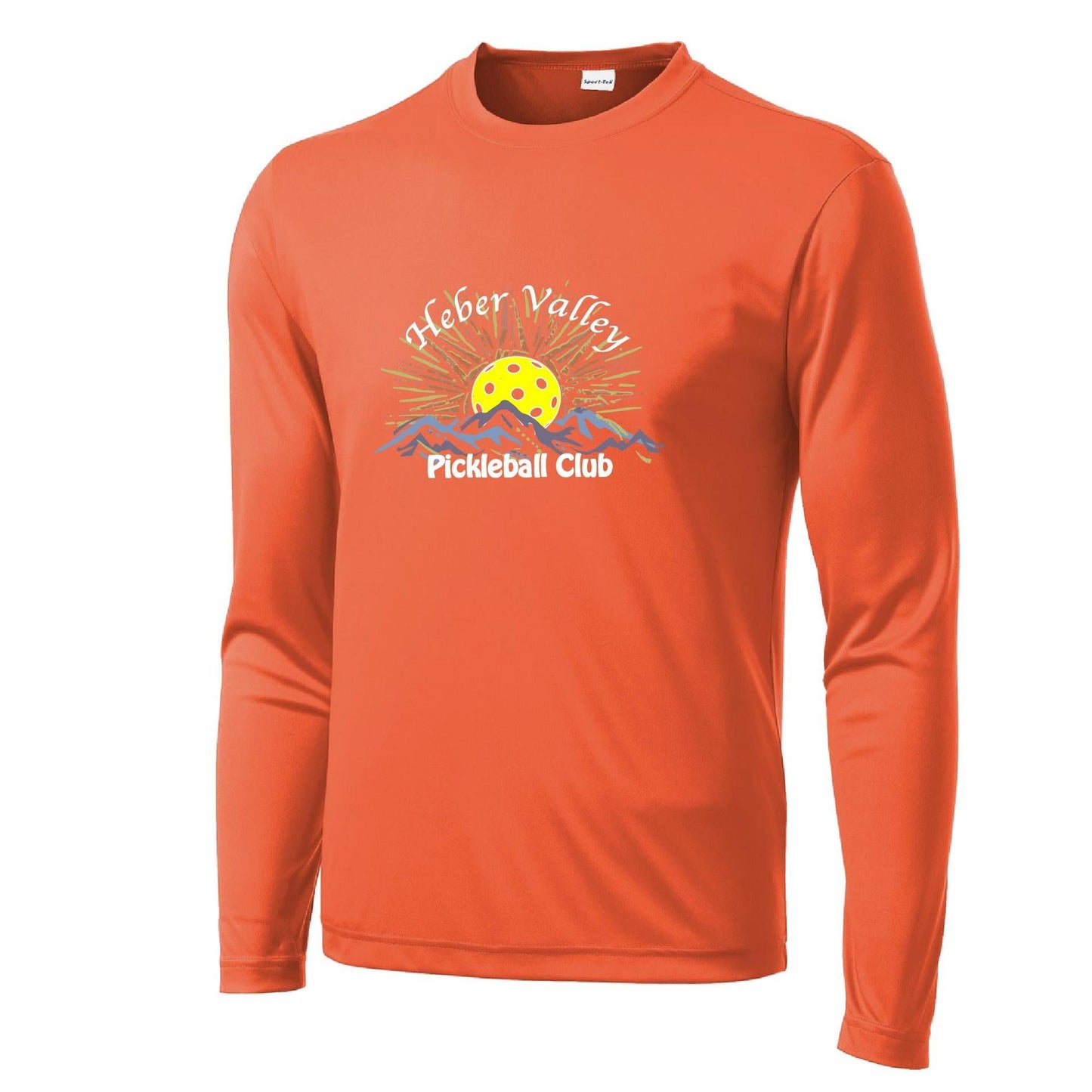 Heber Valley Pickleball Club (Legacy Design Large) | Men's Long Sleeve Pickleball Performance T-Shirt | 100% Polyester