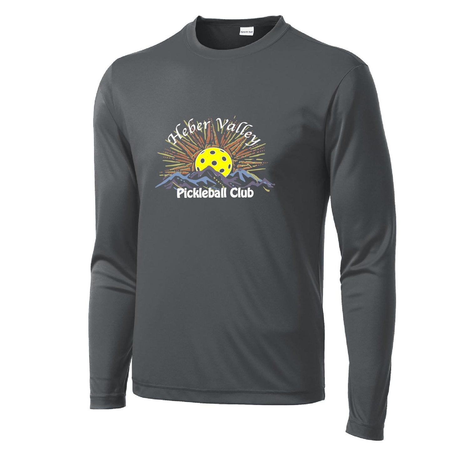 Heber Valley Pickleball Club (Legacy Design Large) | Men's Long Sleeve Pickleball Performance T-Shirt | 100% Polyester