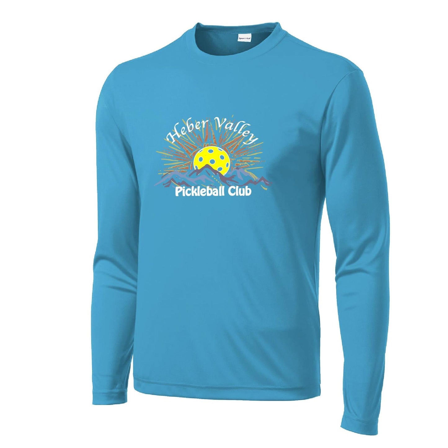 Heber Valley Pickleball Club (Legacy Design Large) | Men's Long Sleeve Pickleball Performance T-Shirt | 100% Polyester