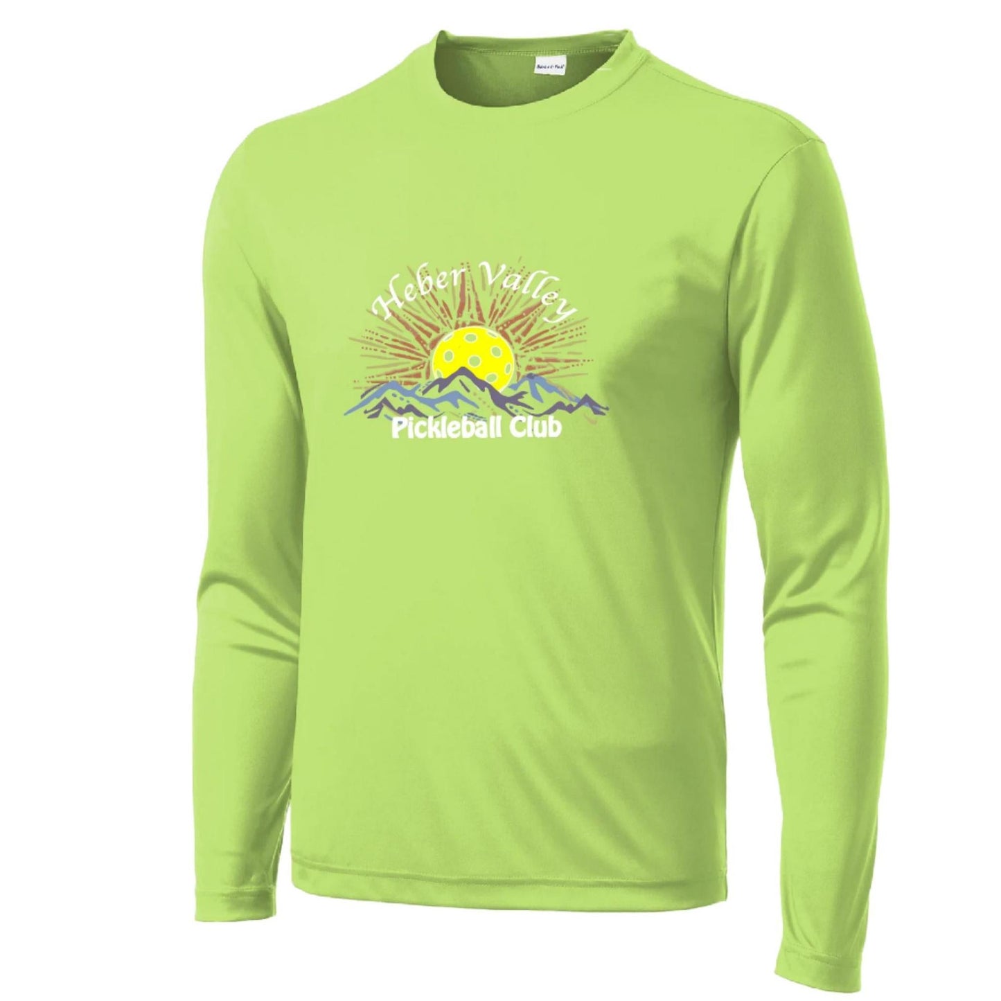 Heber Valley Pickleball Club (Legacy Design Large) | Men's Long Sleeve Pickleball Performance T-Shirt | 100% Polyester