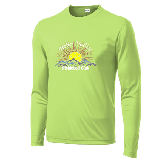 Heber Valley Pickleball Club (Legacy Design Large) | Men's Long Sleeve Pickleball Performance T-Shirt | 100% Polyester
