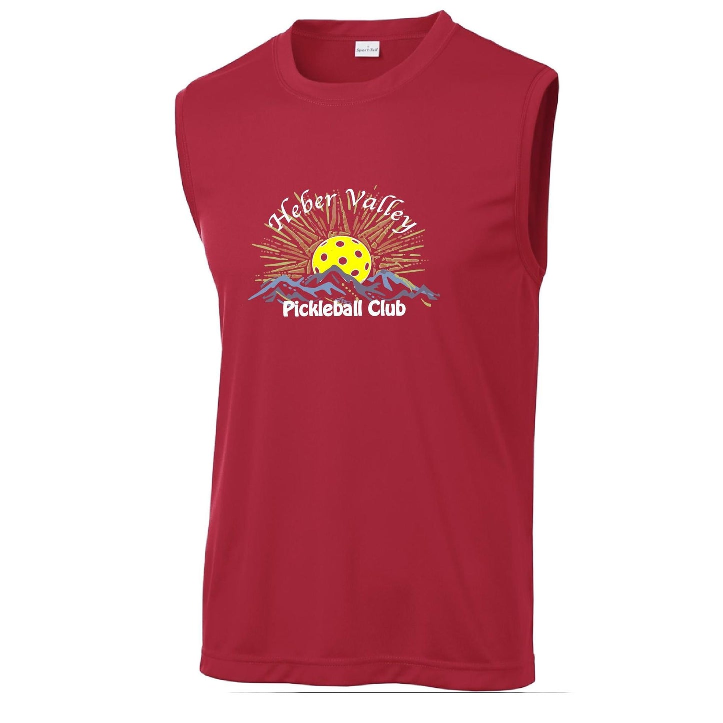 Heber Valley Pickleball Club (Legacy Design Large) | Men's Sleeveless Pickleball Performance T-Shirt | 100% Polyester