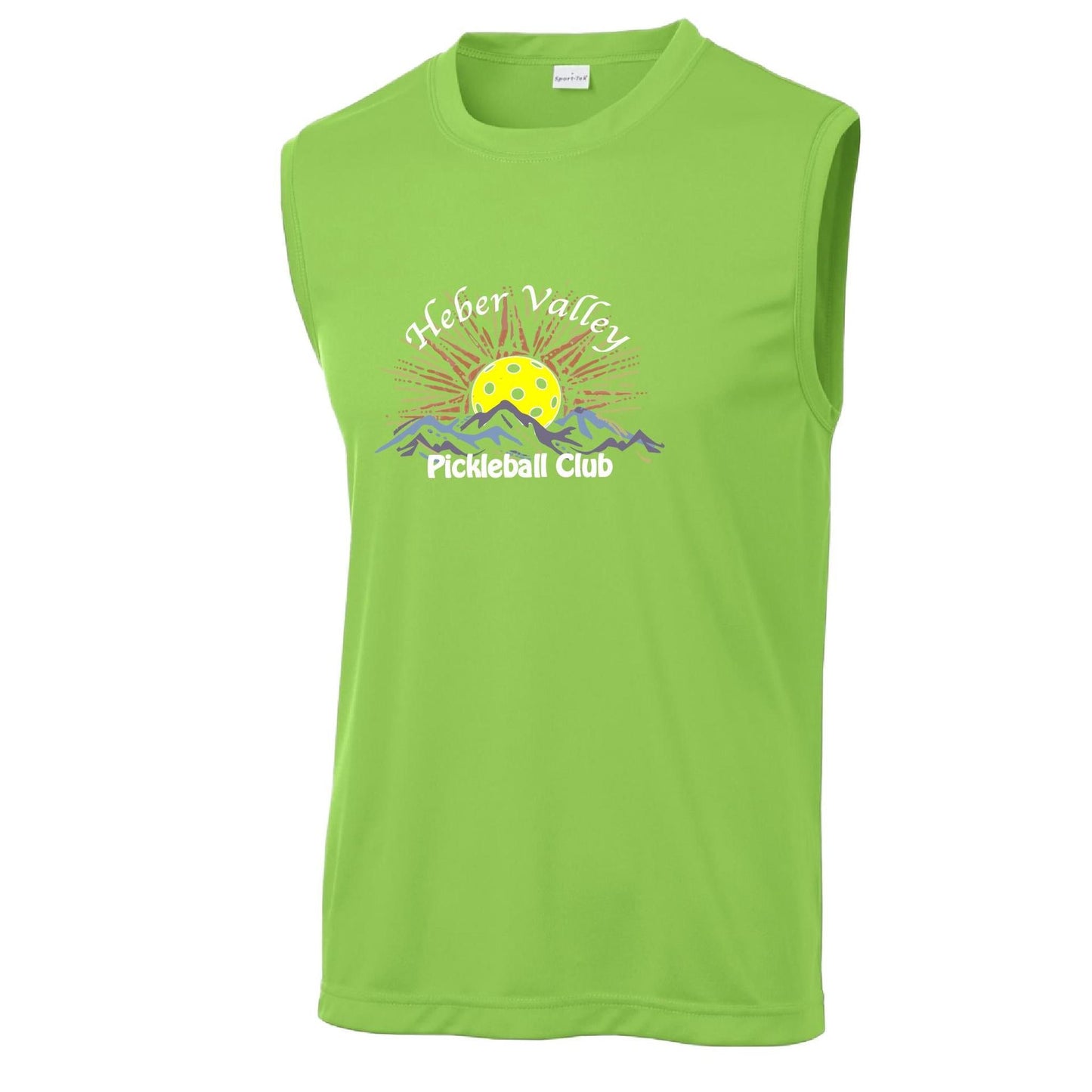 Heber Valley Pickleball Club (Legacy Design Large) | Men's Sleeveless Pickleball Performance T-Shirt | 100% Polyester