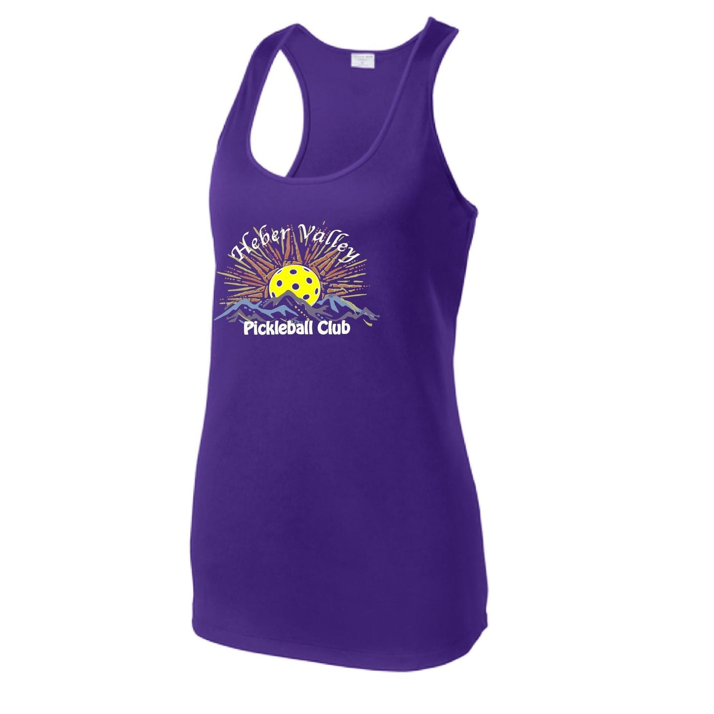 Heber Valley Pickleball Club (Legacy Design Large) | Women's Racerback Pickleball Tank | 100% Polyester