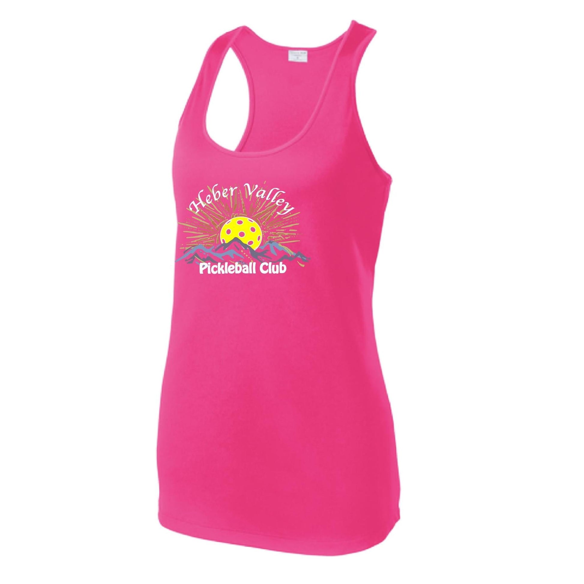 Heber Valley Pickleball Club (Legacy Design Large) | Women's Racerback Pickleball Tank | 100% Polyester