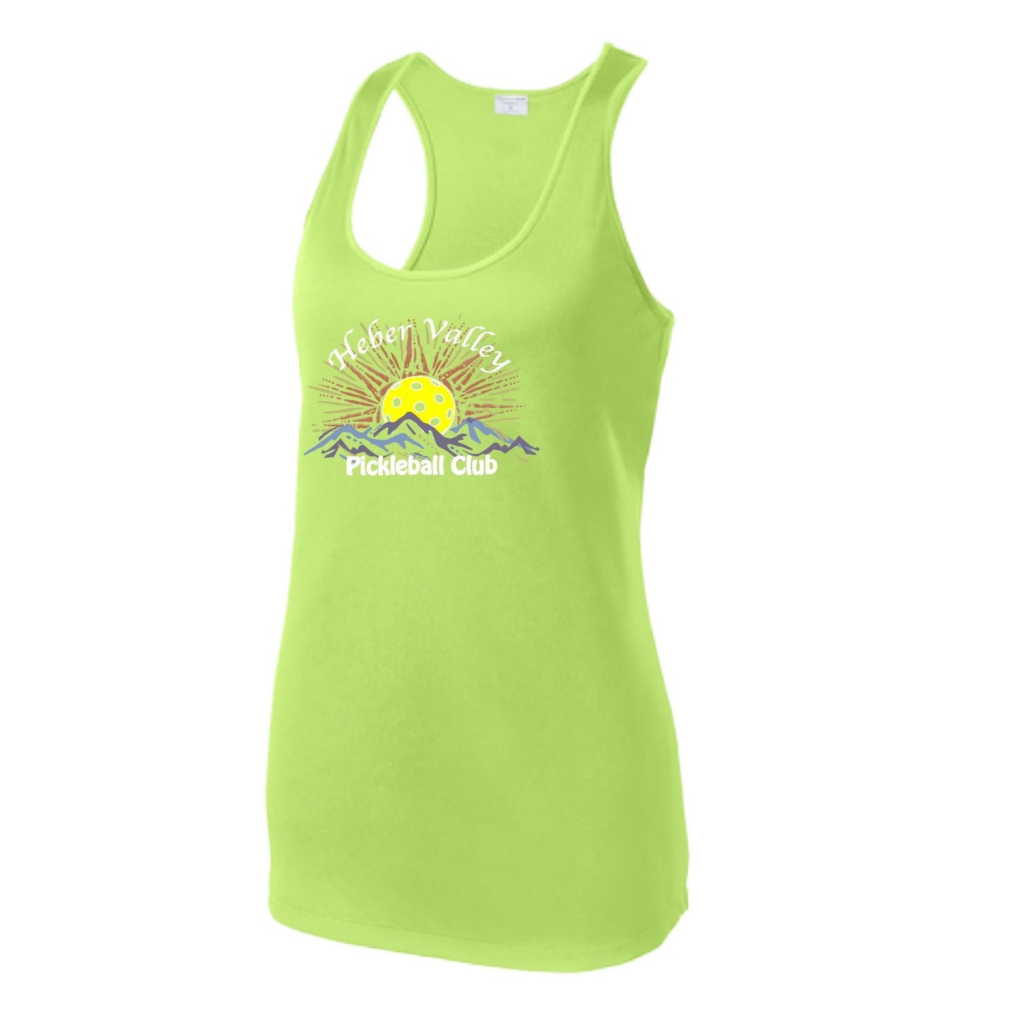 Heber Valley Pickleball Club (Legacy Design Large) | Women's Racerback Pickleball Tank | 100% Polyester