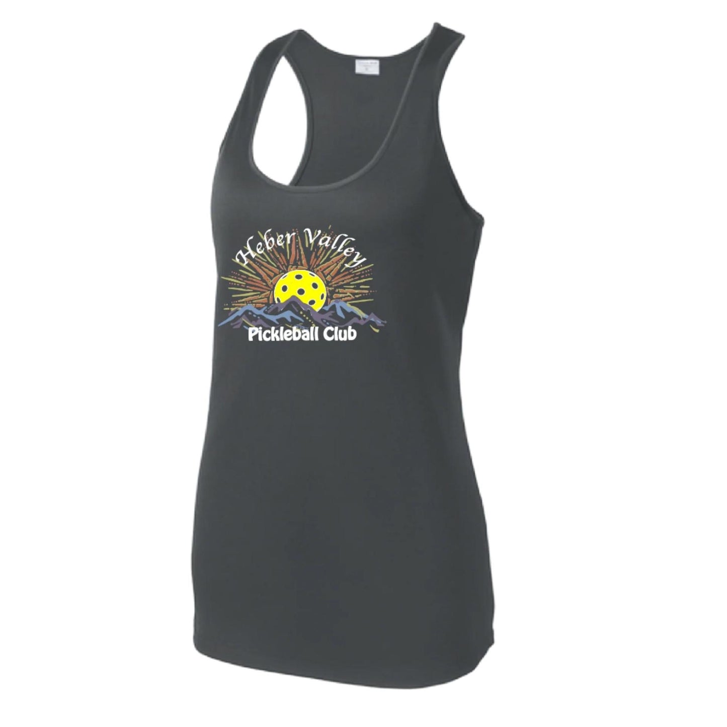 Heber Valley Pickleball Club (Legacy Design Large) | Women's Racerback Pickleball Tank | 100% Polyester