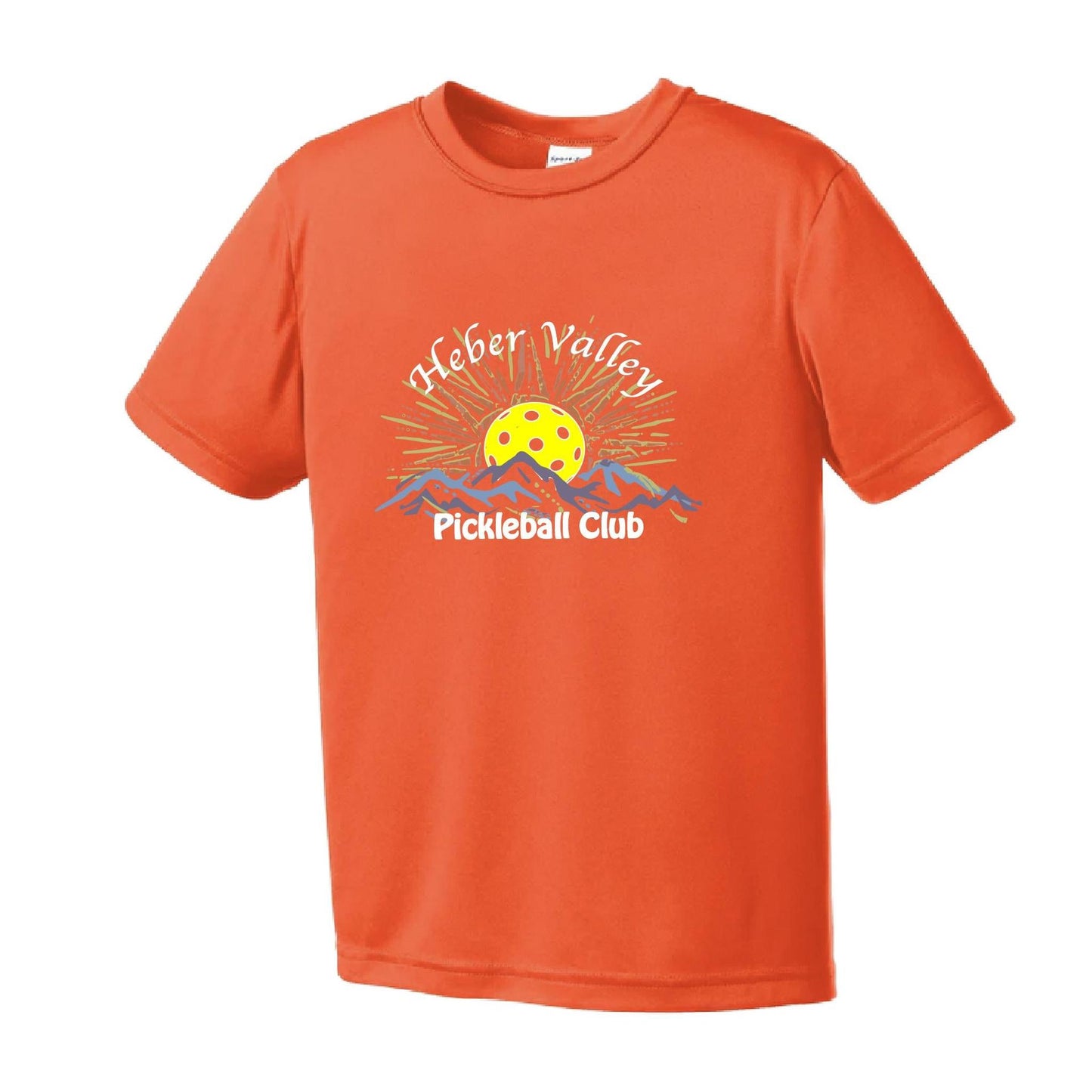 Heber Valley Pickleball Club (Legacy Design Large) | Youth Short Sleeve Pickleball Performance T-Shirts | 100% Polyester